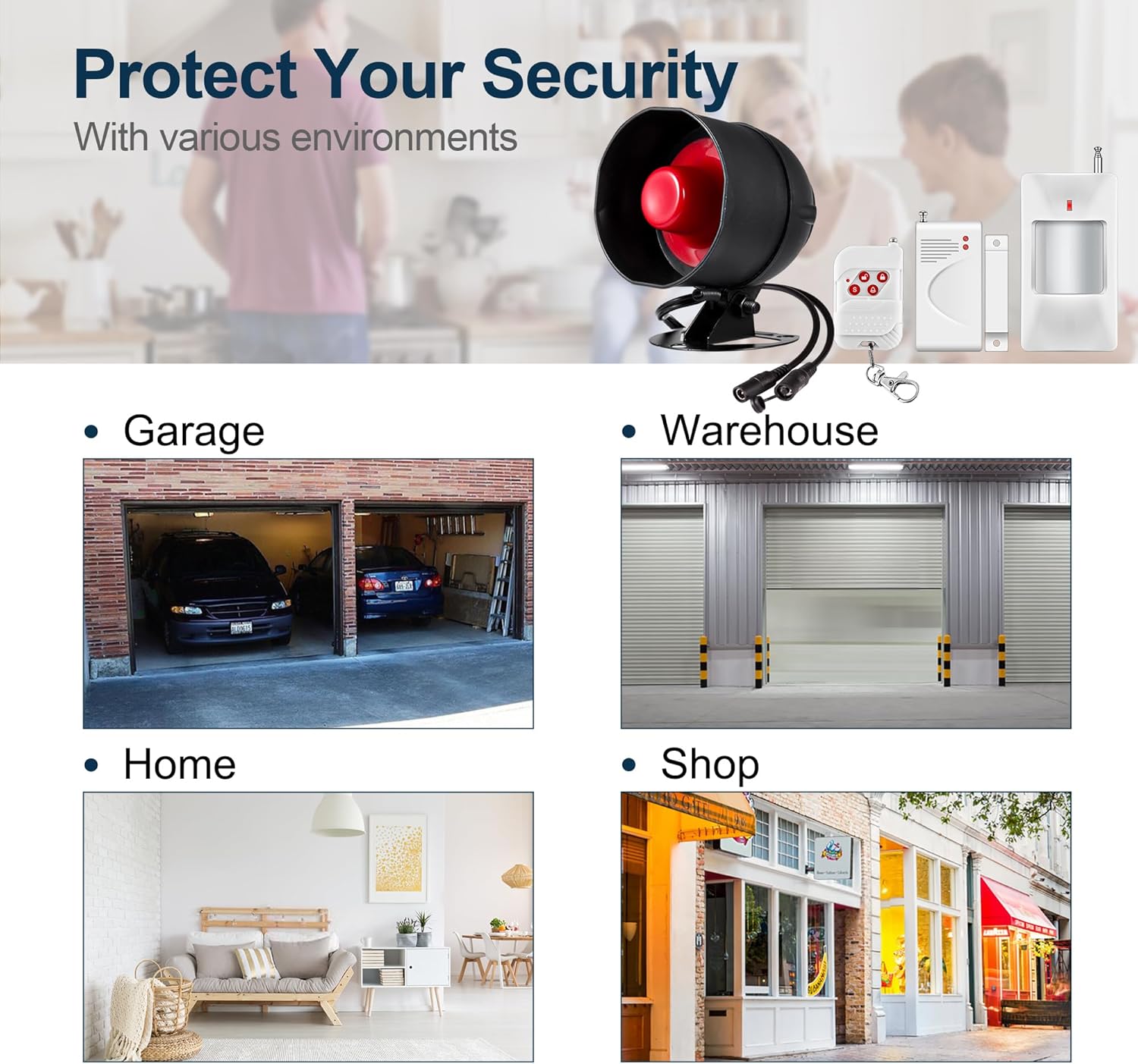 WiFi Alarm Home Security System, Wireless Alarm System with Loud
