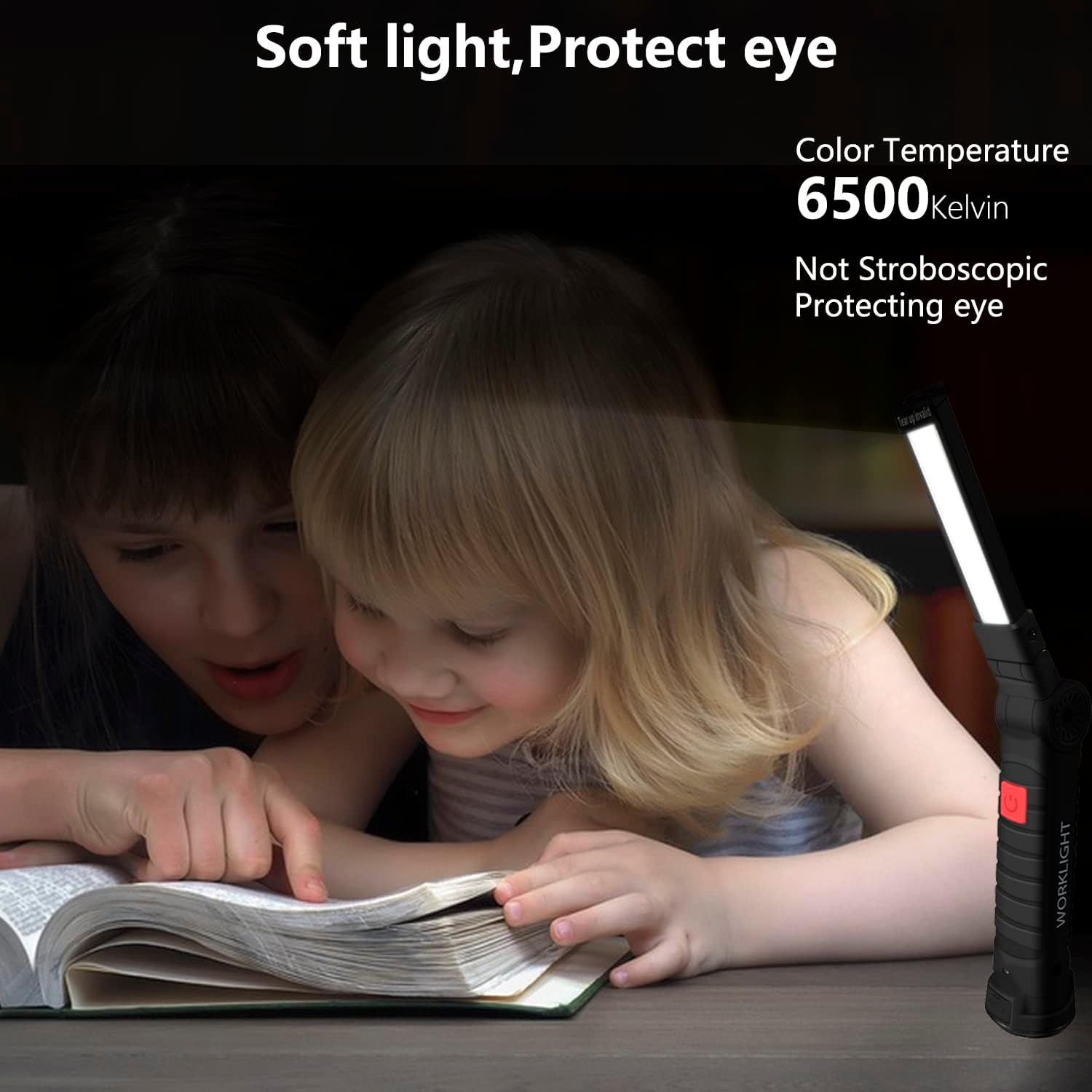 NODINIHU portable rechargeable work light with magnetic base, hanging hook, and bright LED illumination for workspaces.