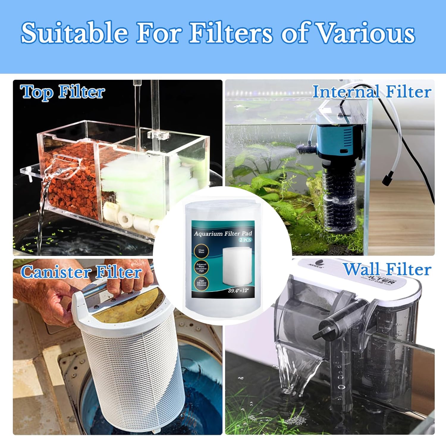 MAQIHAN Aquarium Filter Pad - Aquarium Filter Media,39.4 x 11.8in