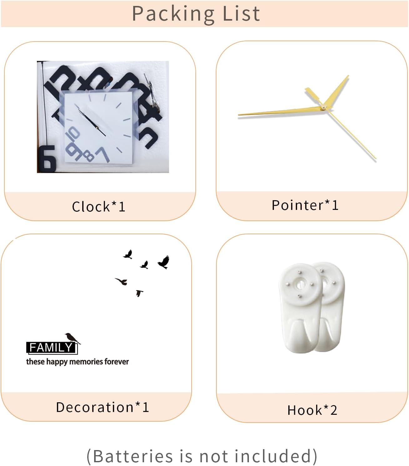 FLEBLE modern large wall clock with silent pendulum, suitable for living room decor, featuring a sleek contemporary design