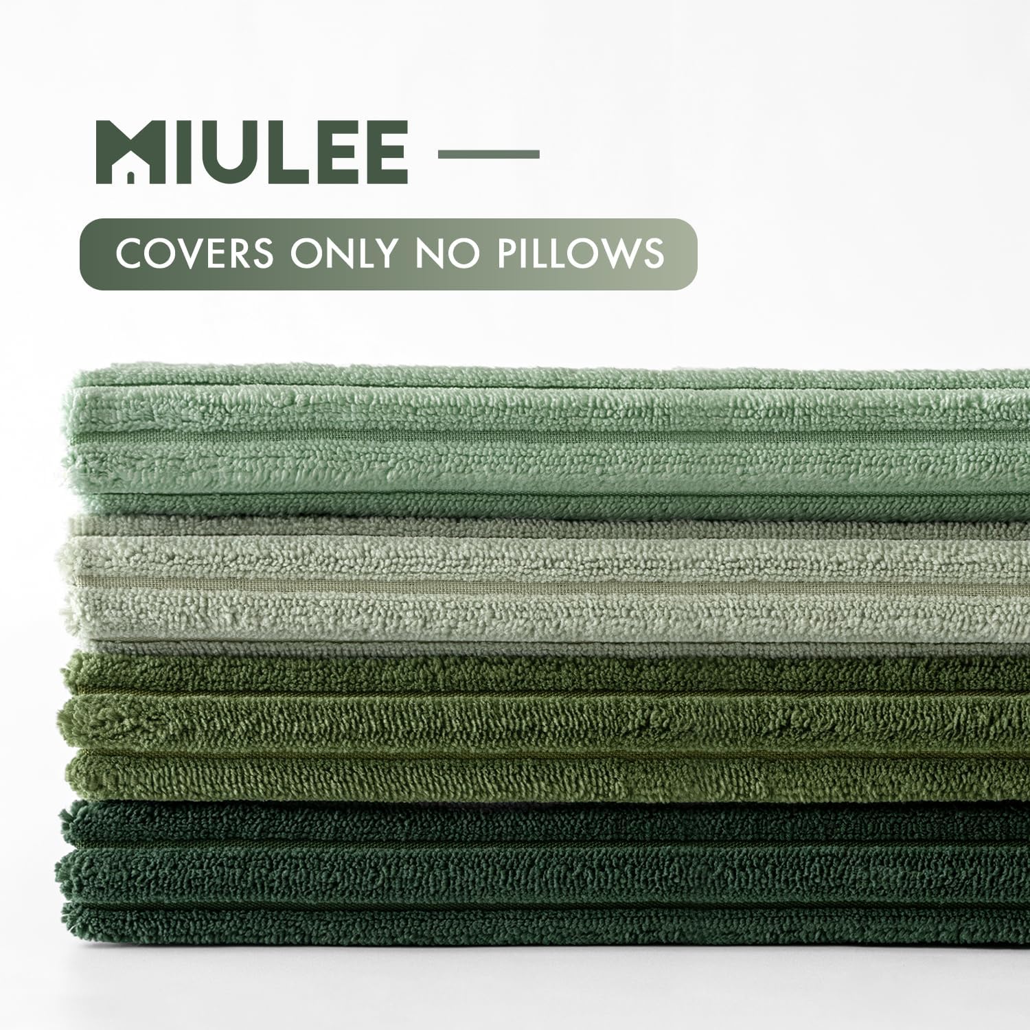 Set of four MIULEE boho farmhouse sage green 18x18 inch throw pillow covers with modern style and textured fabric.