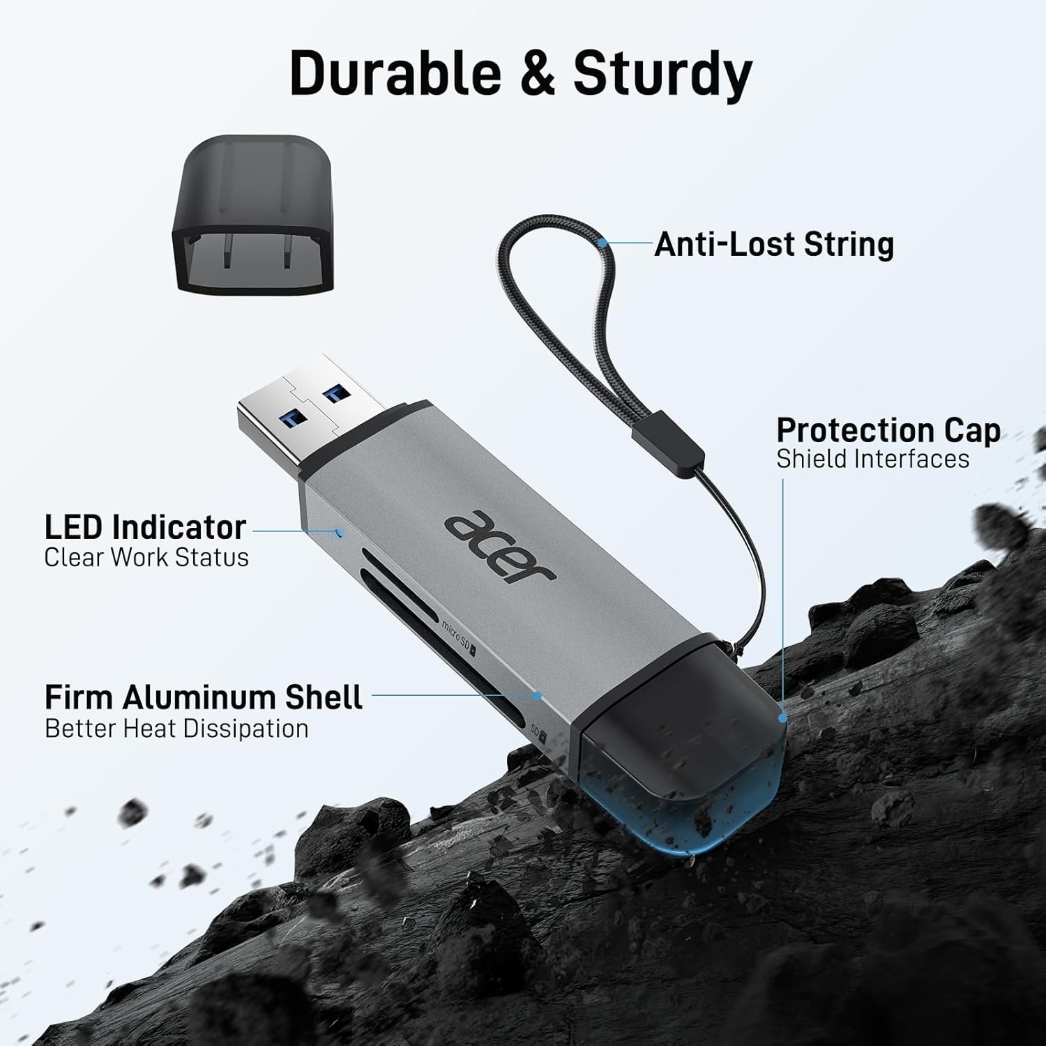 acer SD Card Reader USB C, Dual Slots USB 3.0 Type C to Micro SD Card Adapter