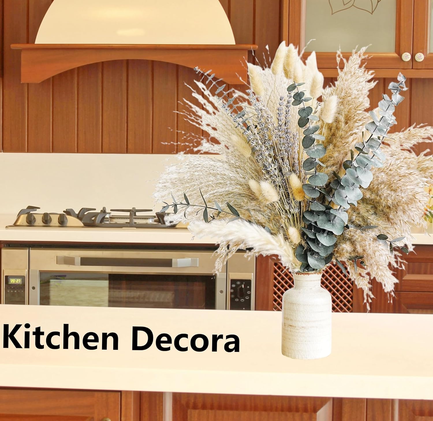 Green Pampas Grass Boho Bouquet – Exquisite Lavender and Eucalyptus Dried Flower