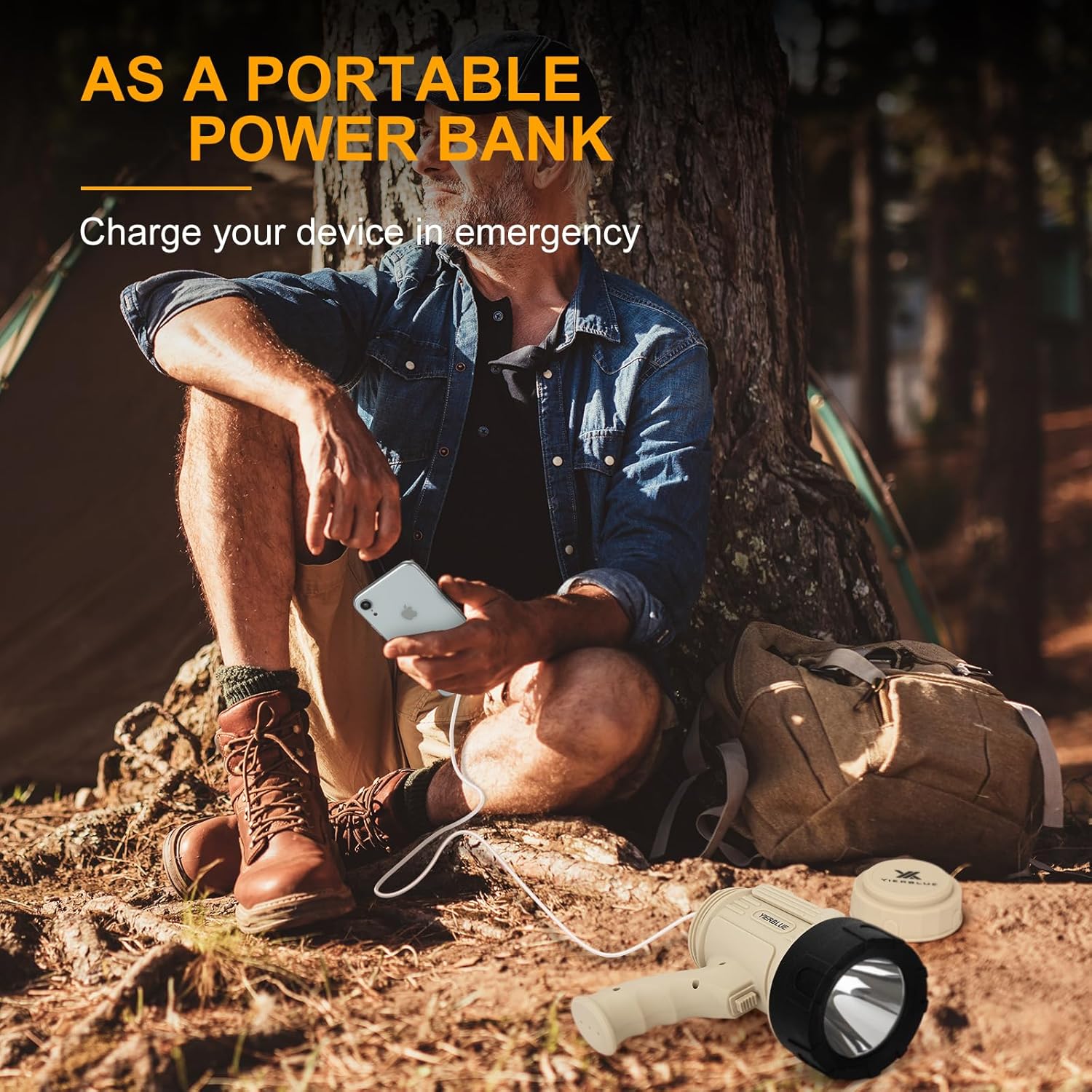 YIERBLUE Rechargeable Spotlight Flashlight with 1000000 High Lumen LED, IP67