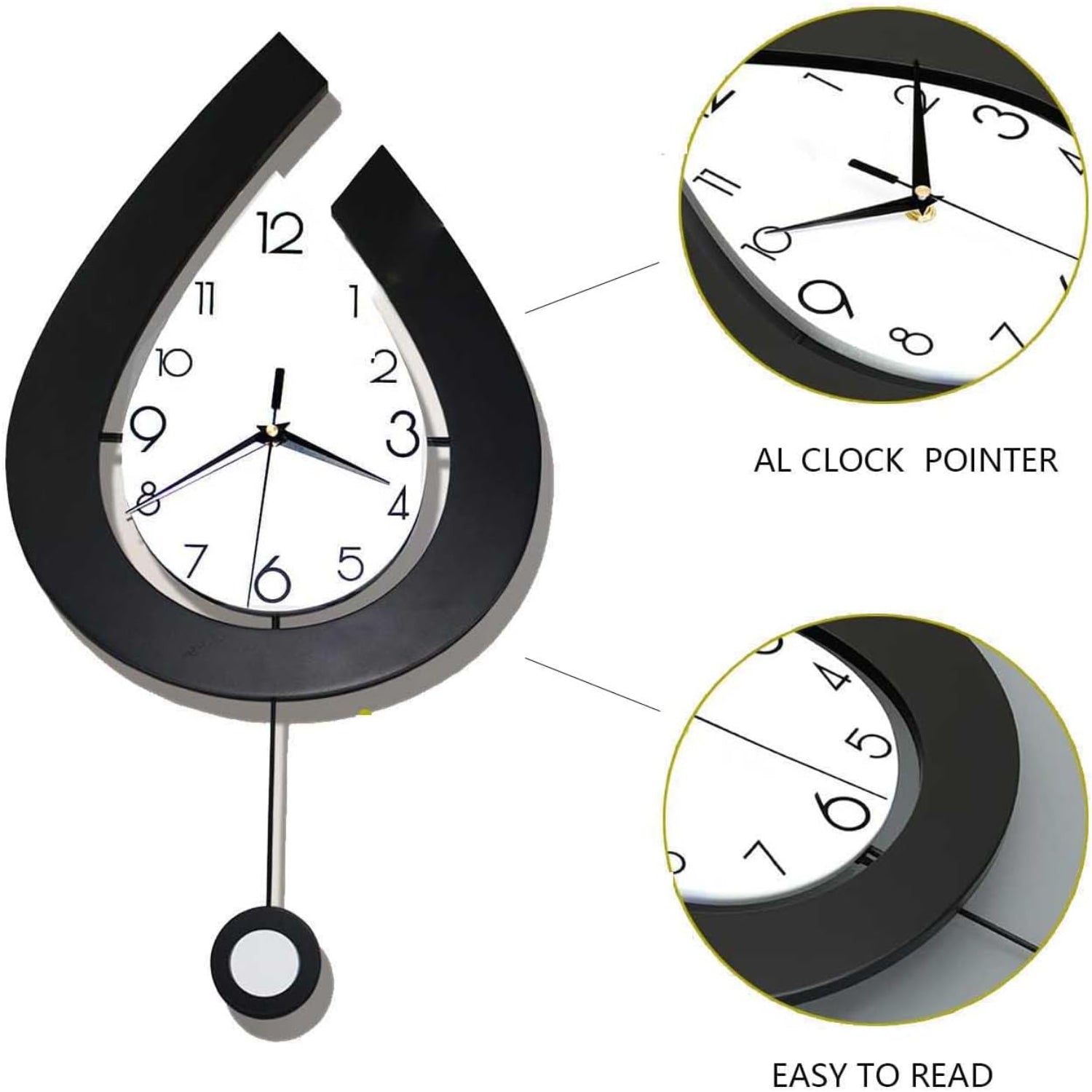 Large modern YIJIDECOR wall clock with pendulum, decorative living room wall clock for stylish home decor.