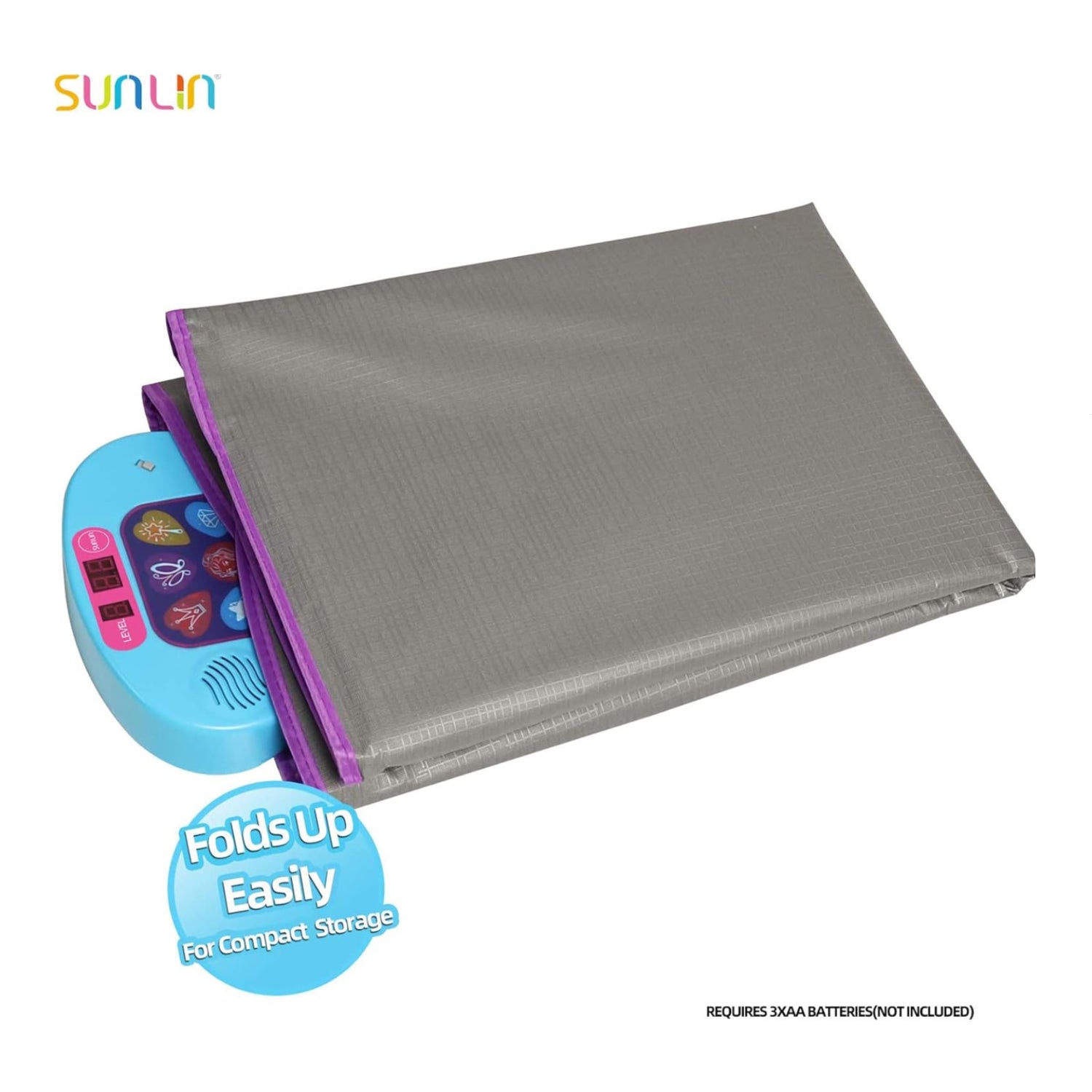 SUNLIN Dance Mat with LED lights, rhythm step play mat for dance games, featuring colorful illuminated step zones.