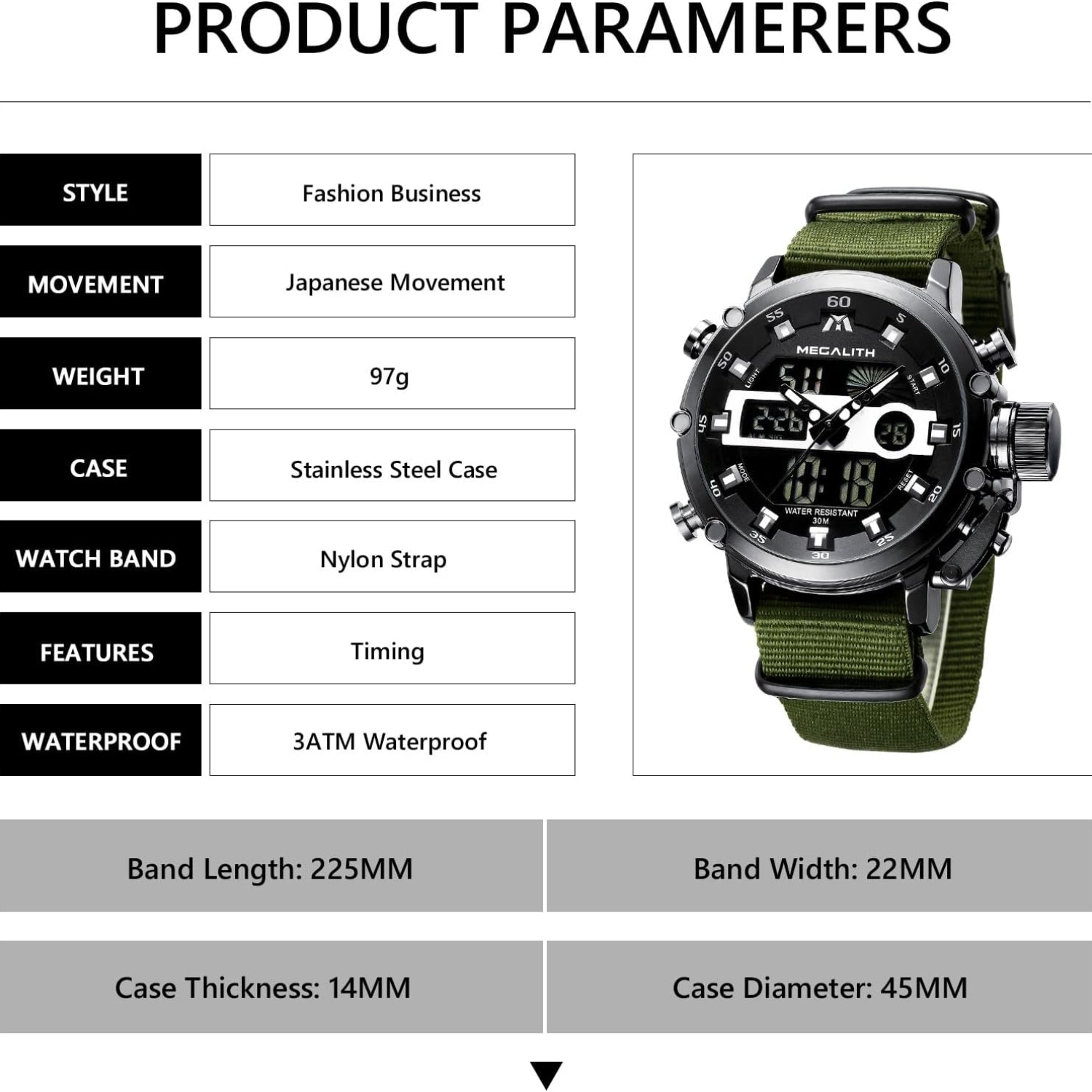 MEGALITH Mens Watches Waterproof Digital Military Sport Tactical