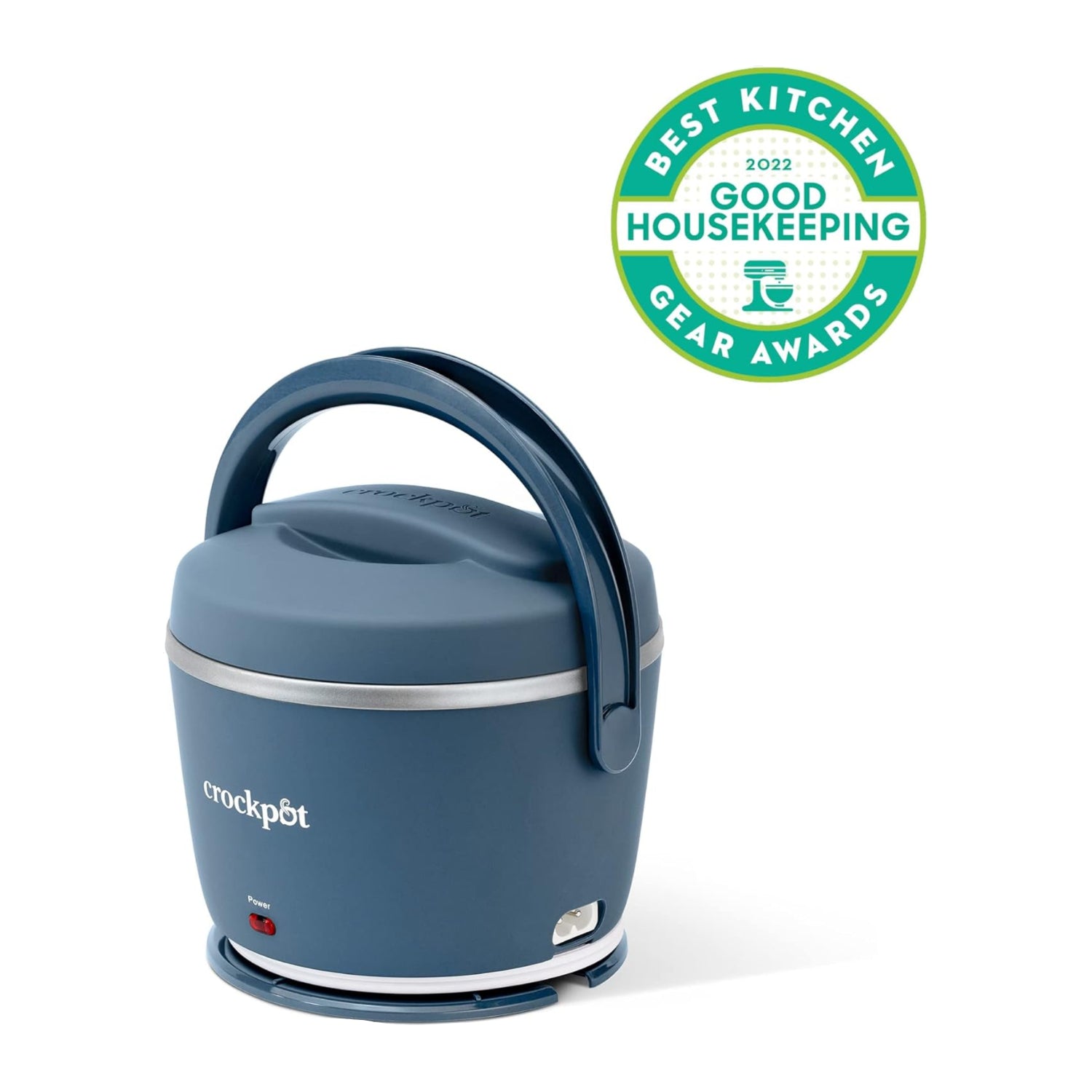 Crock-Pot 20-ounce electric lunch box in faded blue with portable food warmer, ideal for keeping meals warm on the go