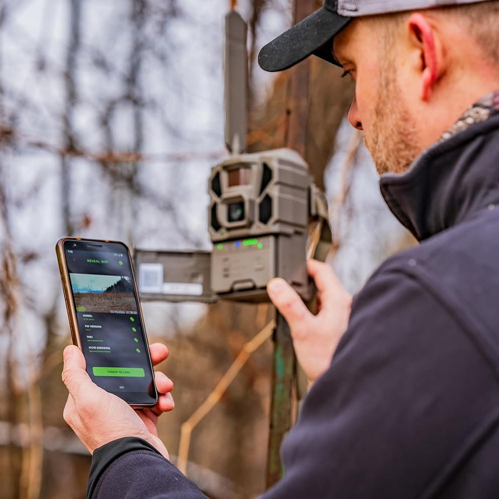 Tactacam REVEAL X Gen 3.0 cellular trail camera capturing HD photos and videos with multi-carrier functionality.