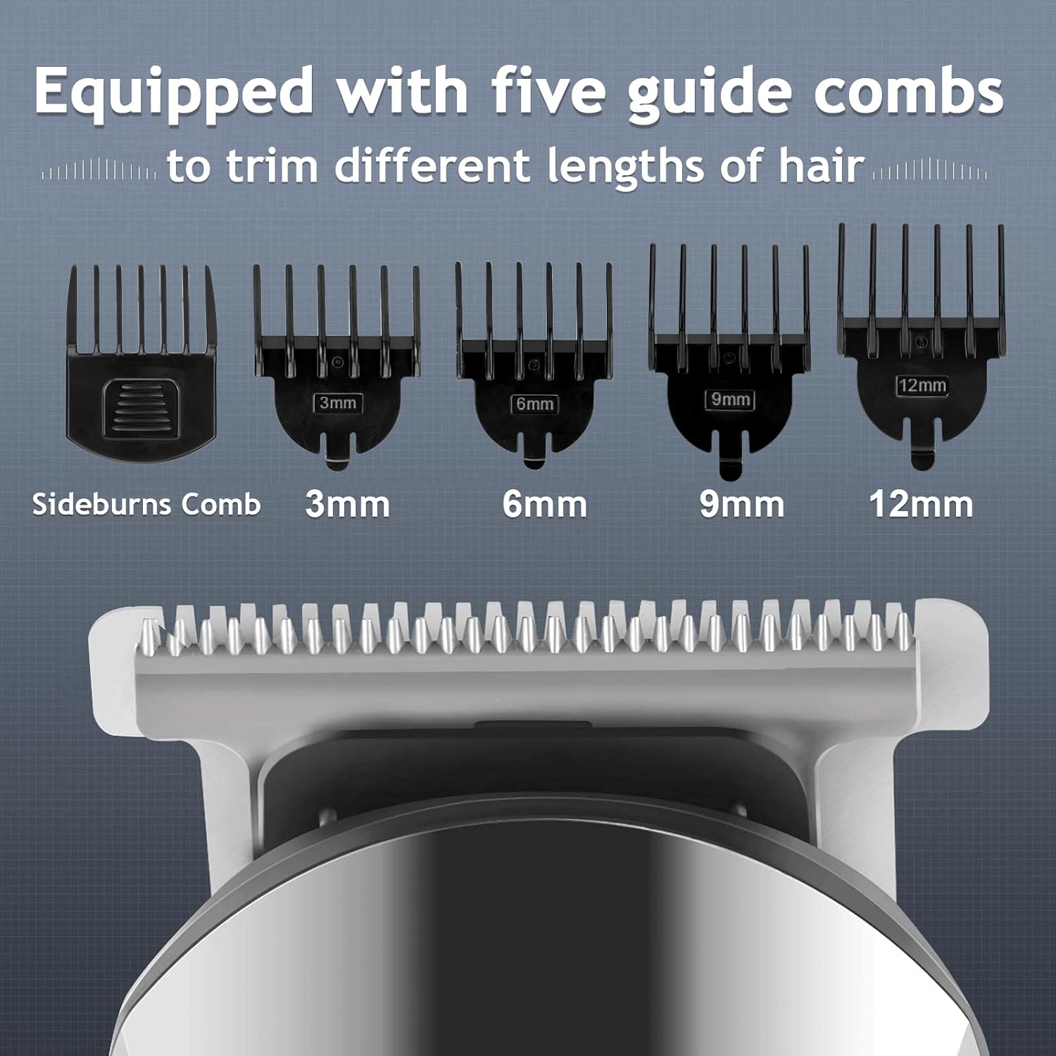 Ufree waterproof beard trimmer for men with electric razor attachments for nose and body grooming, shown with trimming heads.