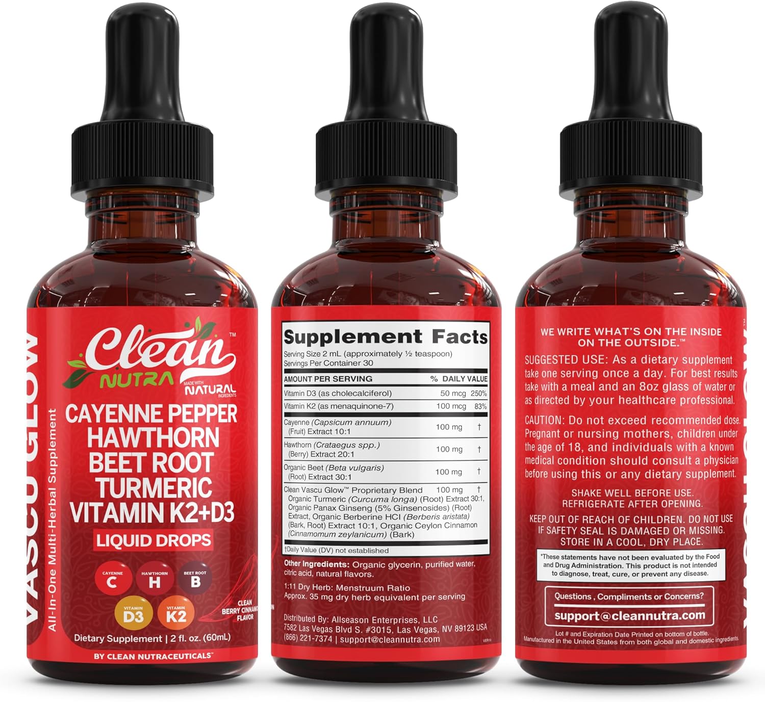 Clean Nutra Cayenne Pepper Drops Supplement Liquid + Hawthorn Berry