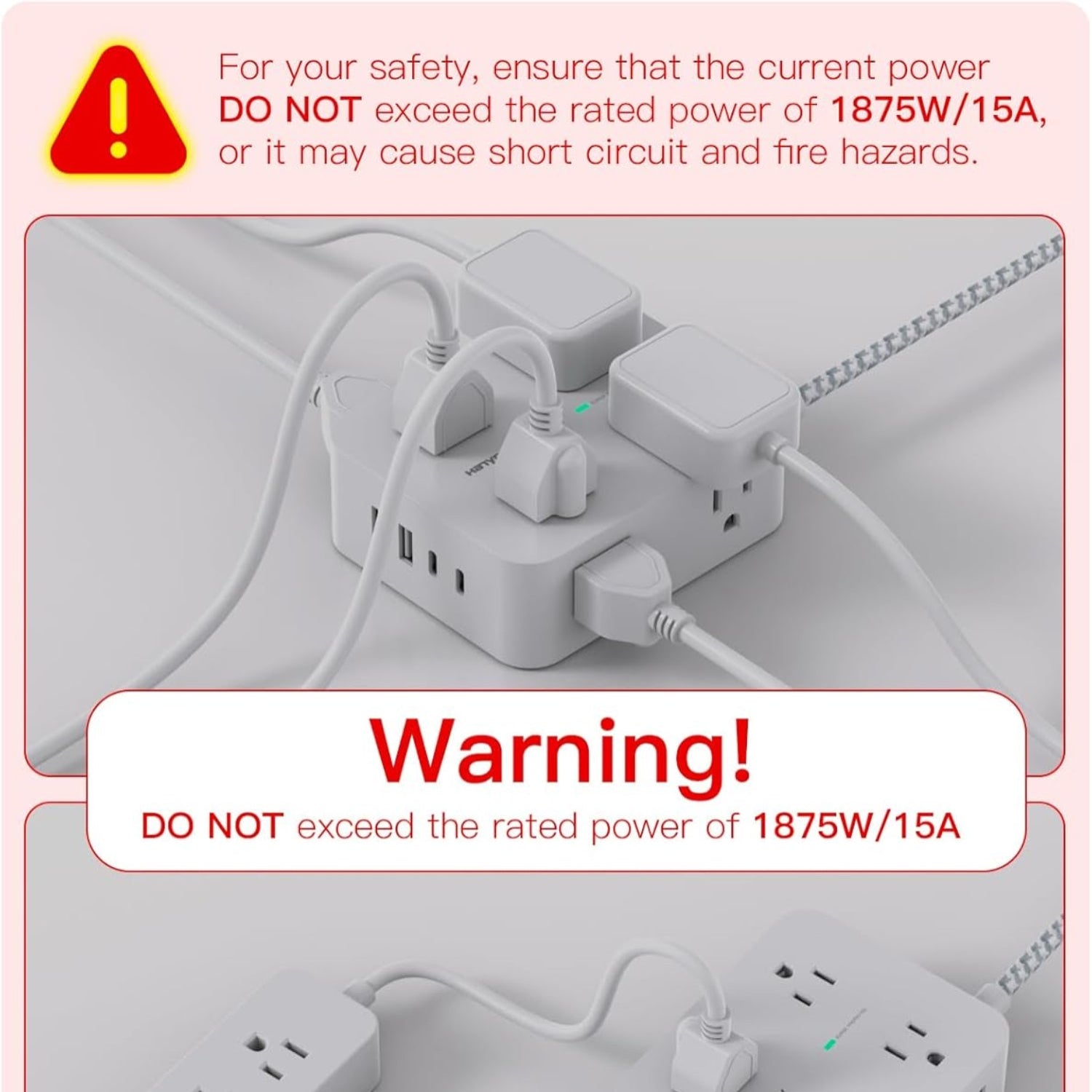 HANYCONY surge protector power strip with 8 outlets and 4 USB charging ports including 2 USB-C ports, black and compact design