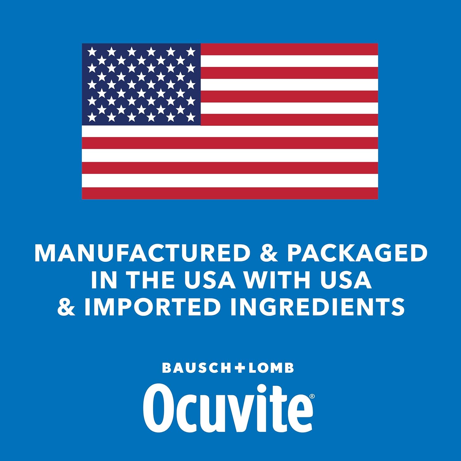Ocuvite 50+ eye vitamin and mineral supplement bottle with colorful label and capsules, designed for supporting eye health.