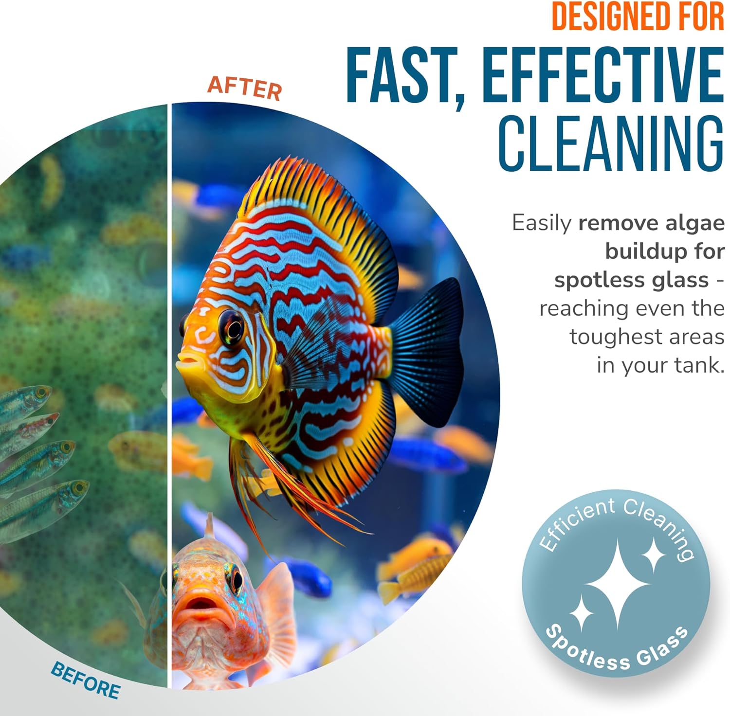 FLIPPER Float Standard Magnetic Aquarium Cleaner with 2-in-1 flip scrubber for cleaning aquarium glass and surfaces.