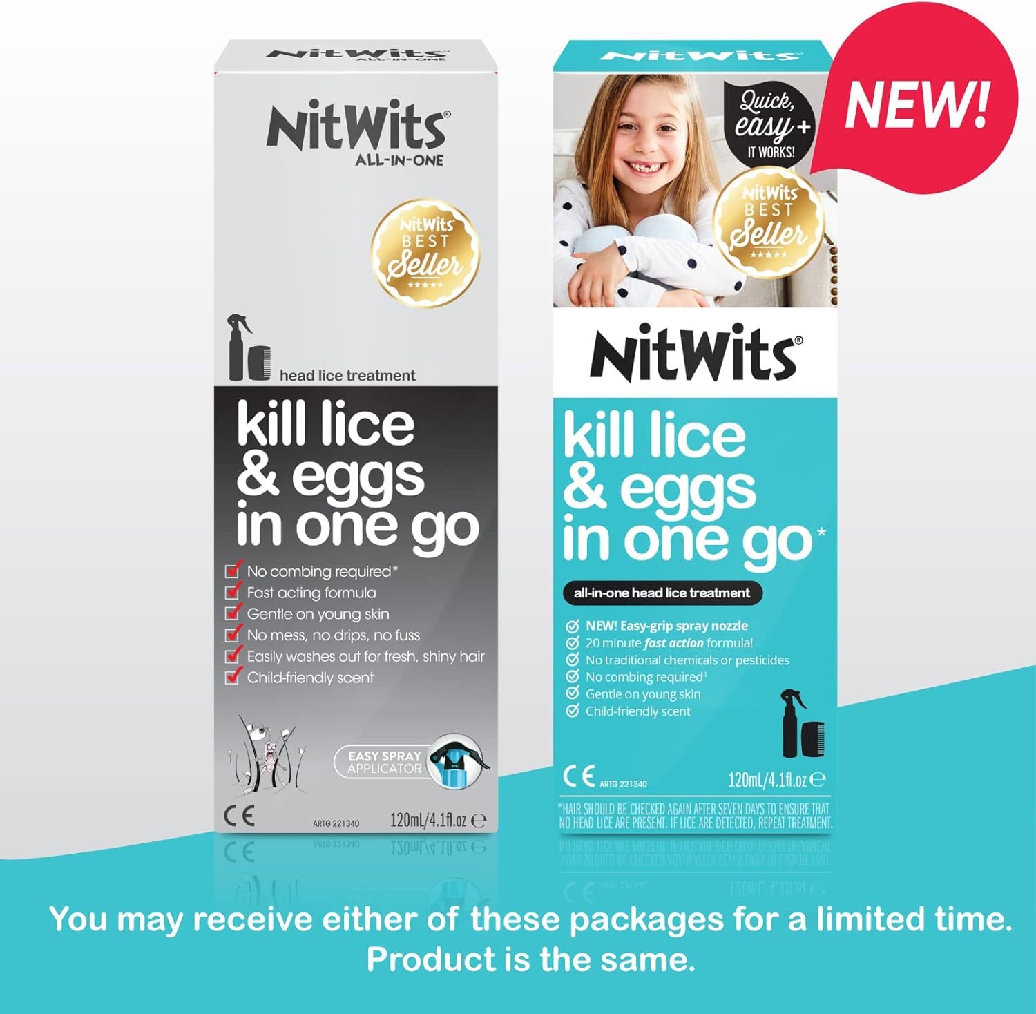 NitWits All-in-One Head Lice Treatment Spray, Kills Lice, Super Lice & Eggs