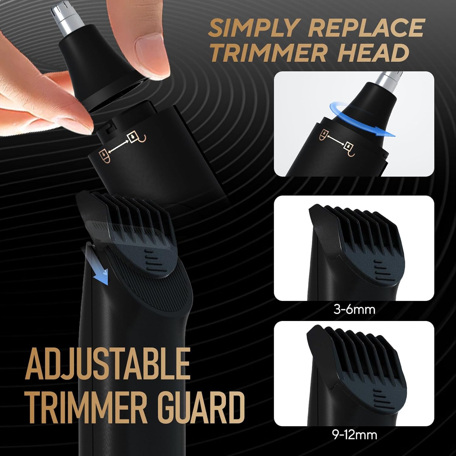 Akunbem men's and women's groin and body hair trimmer with electric shaver, featuring a compact design and multiple trimming attachments.