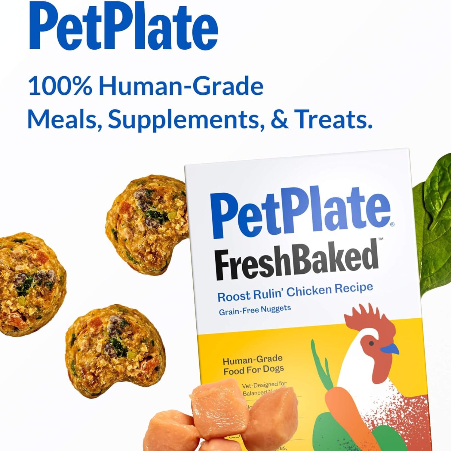 Elefair PetPlate Roost Rulin' Chicken dry dog food, gently baked and air-dried with human-grade ingredients, in a resealable bag.