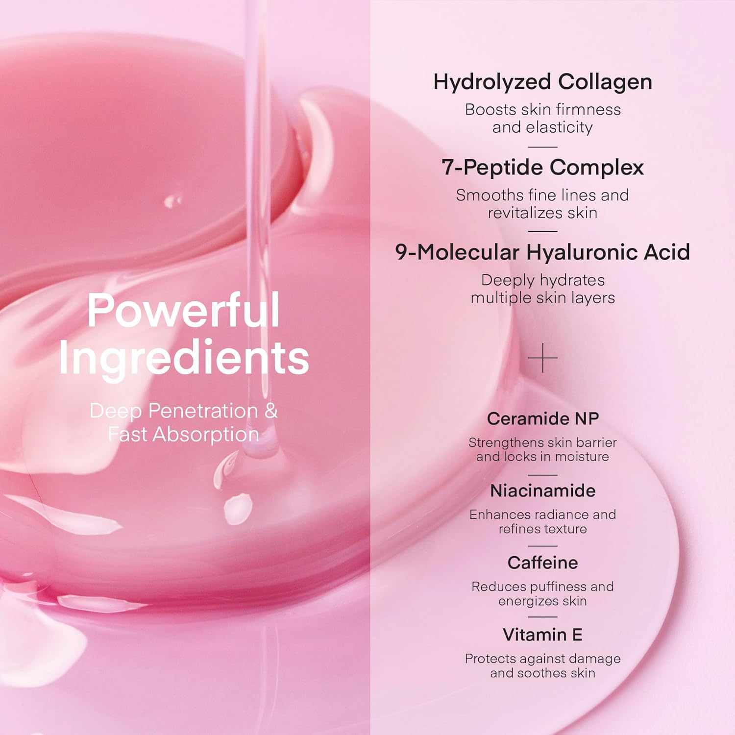 TEREZ & HONOR Peptide Collagen Under Eye Patches - 60 Korean Firming, Glowing