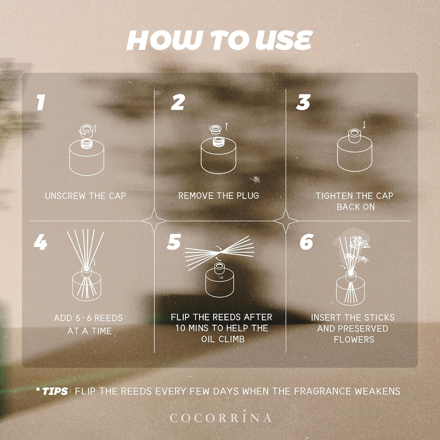 Cocorrína Reed Diffuser Set, Clean Linen 6.7 fl oz Scented Diffuser with Sticks Home