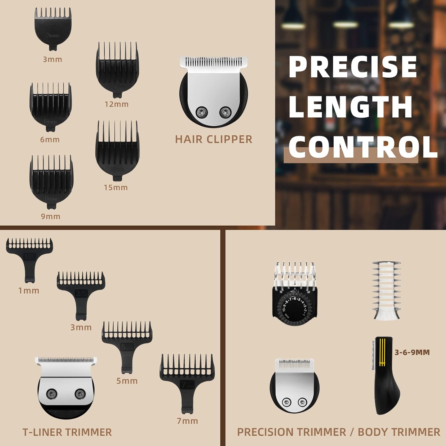Ufree beard trimmer and electric shaver for men, cordless hair clipper with adjustable blades and ergonomic design