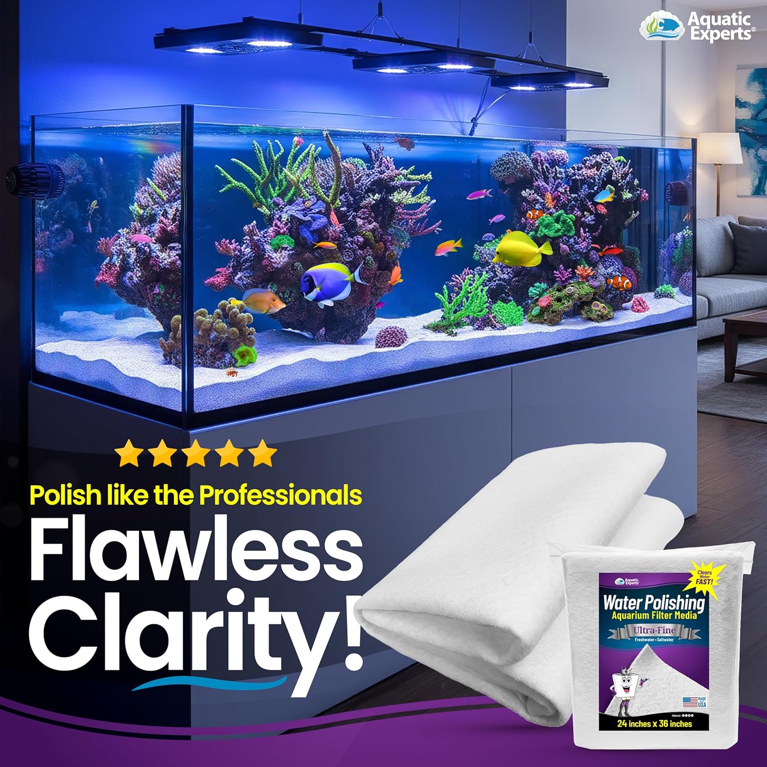 Aquatic Experts Aquarium Polishing Filter Pad, Water Polishing Pad