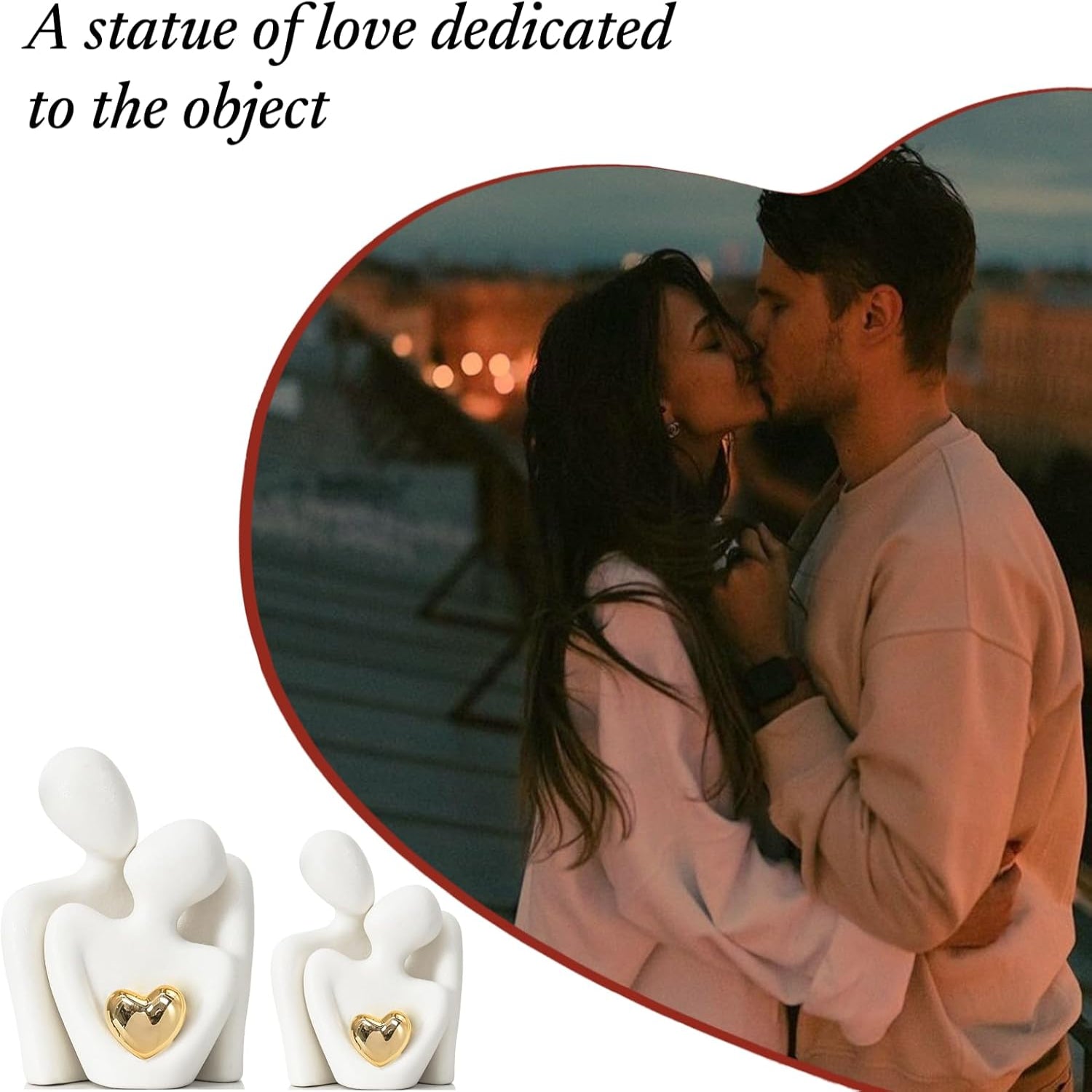 LINYTHER mini couple statue decor for living room, abstract sculpture of romantic lovers, ideal for bedroom or office decor.