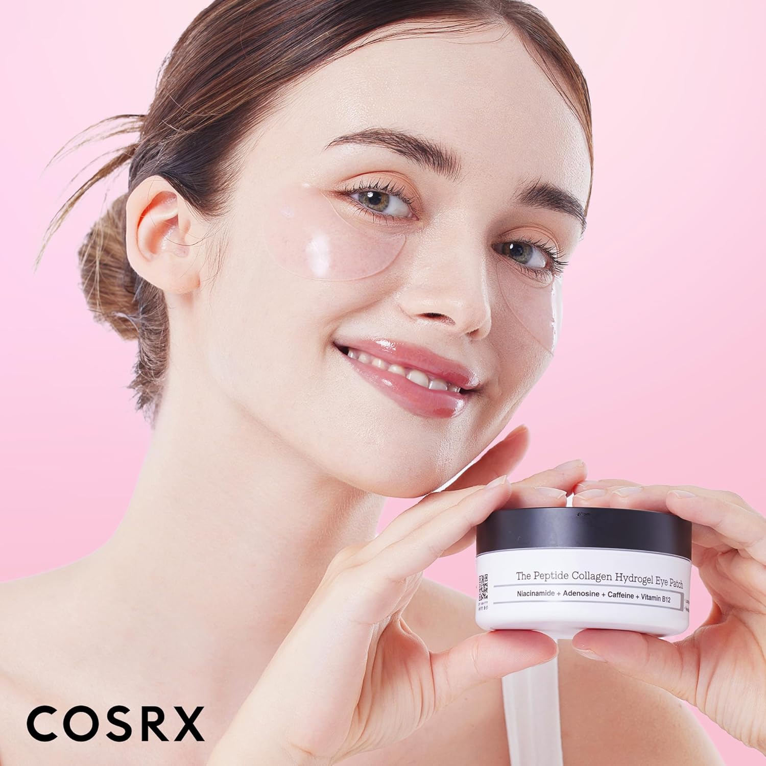 COSRX Pink Peptides Collagen Hydrogel Eye Patch for Puffy Eyes and Dark Circles