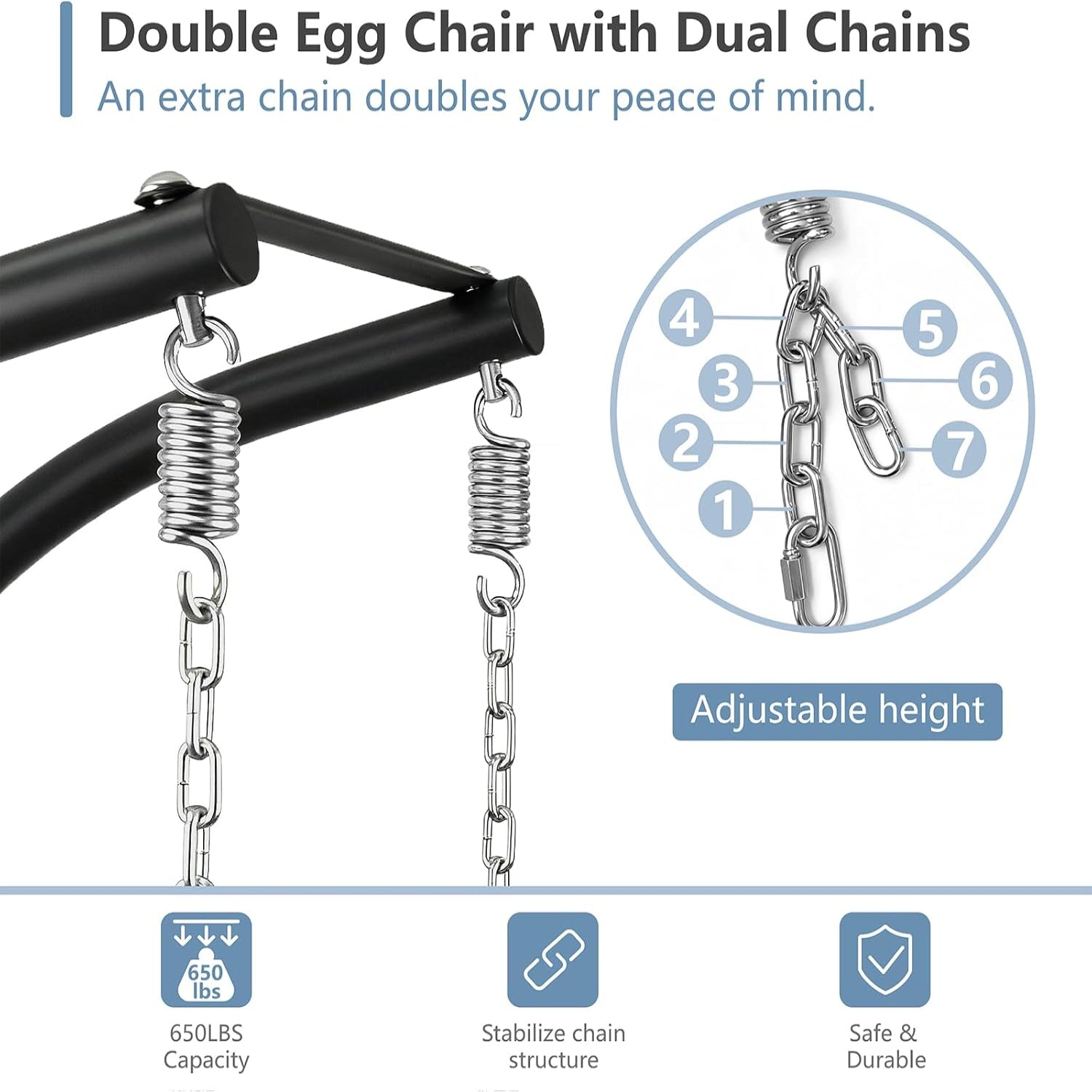 SWITTE double egg swing chair with stand, outdoor and indoor hammock for two, featuring a cozy, stylish design and sturdy frame.