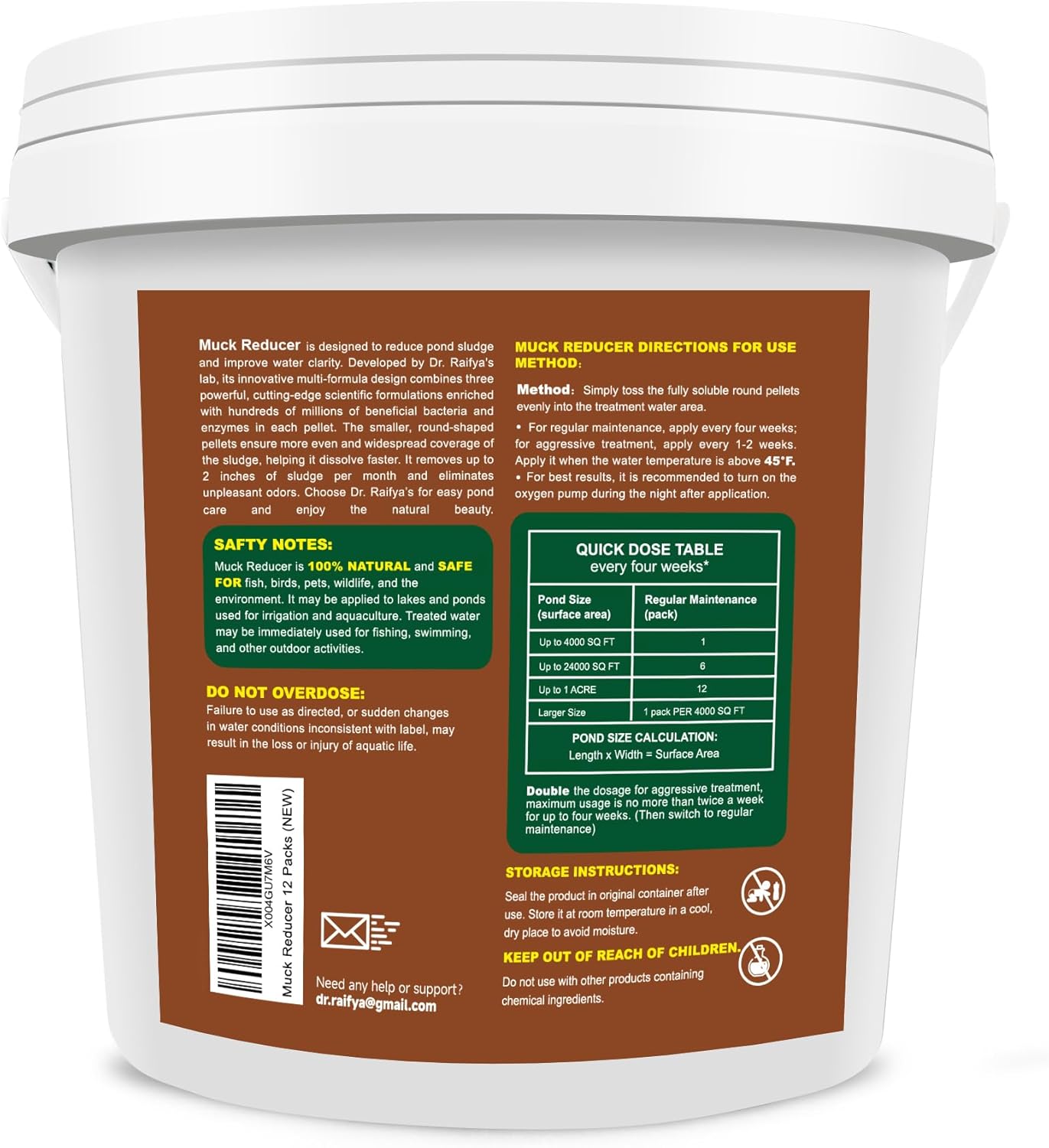 Dr.Raifya’s Muck Reducer Pellets 6 LB natural pond sludge solution in a bag with pellets ready for pond treatment