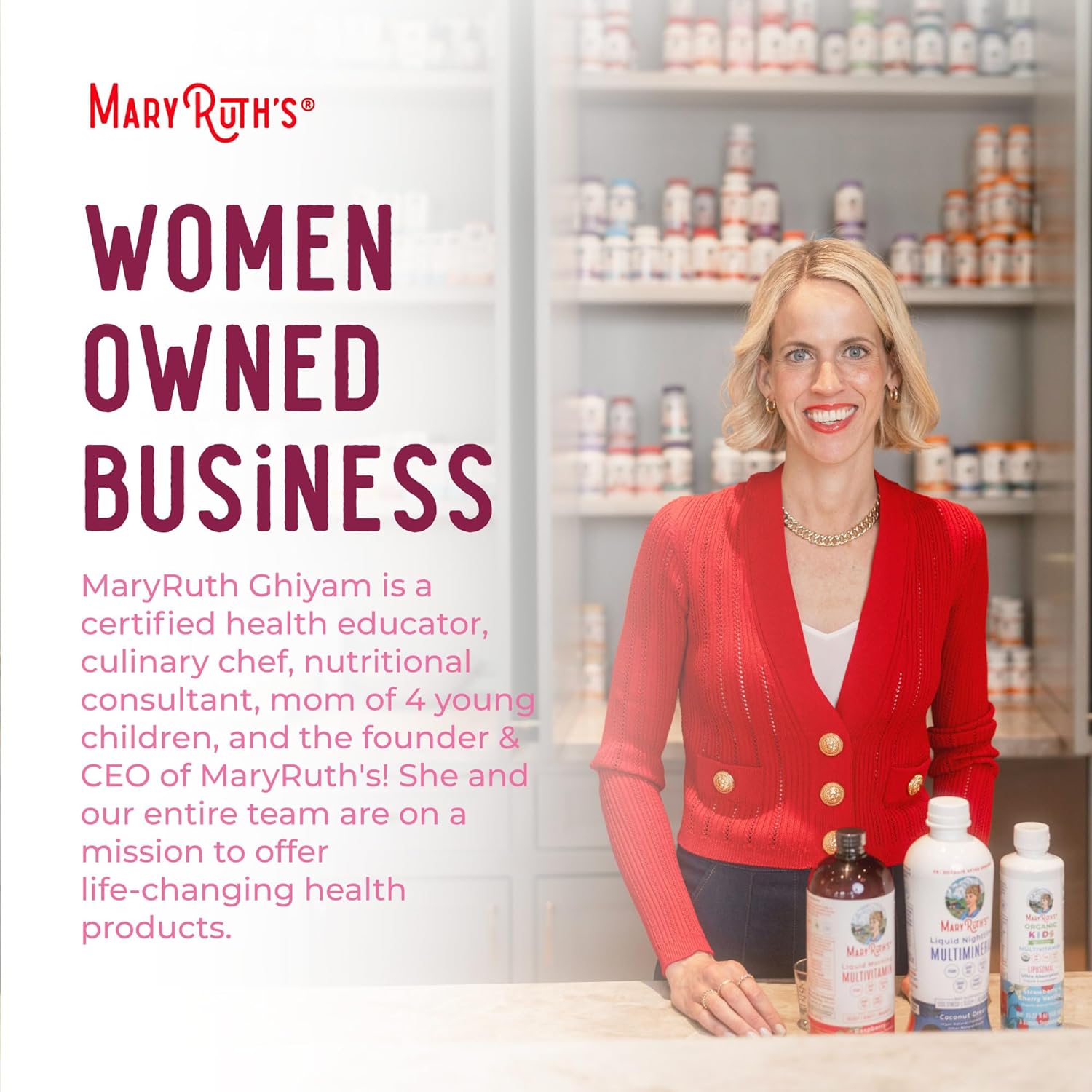 MaryRuth's vegan probiotic beauty capsules with collagen support, shown in a clear bottle with label and capsules inside