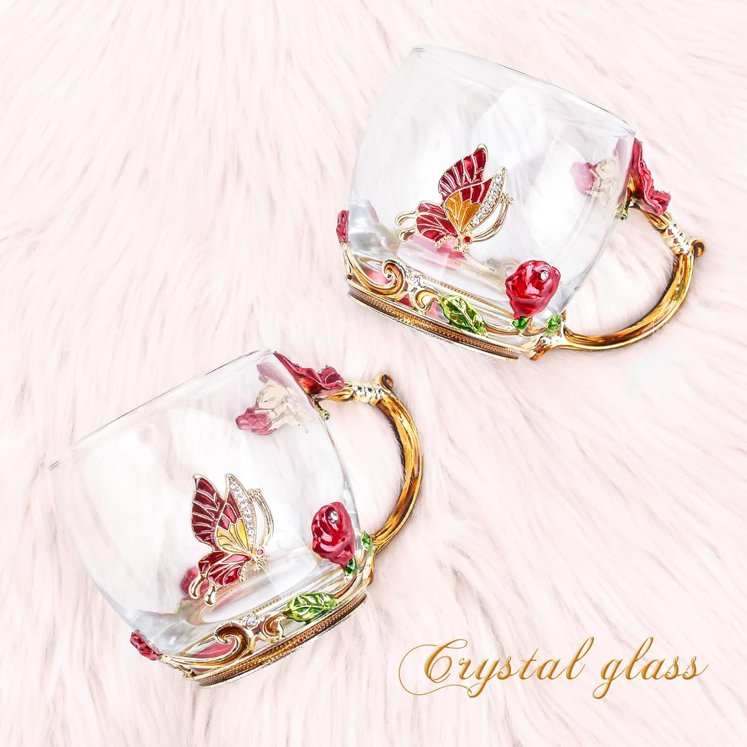 OEAGO glass coffee mug with colorful enamel design, ideal for Mother's Day and Valentine's Day gifts for women and moms.