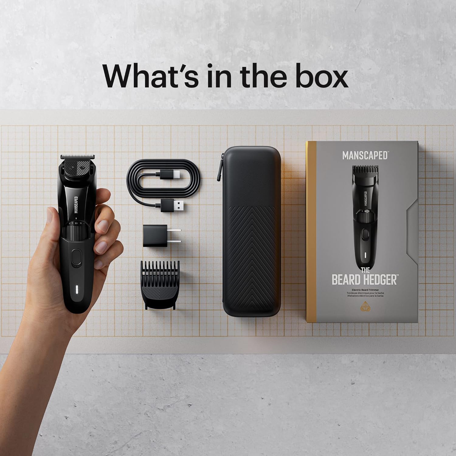 MANSCAPED The Beard Hedger men's premium beard trimmer with adjustable blades and ergonomic design for precise grooming.