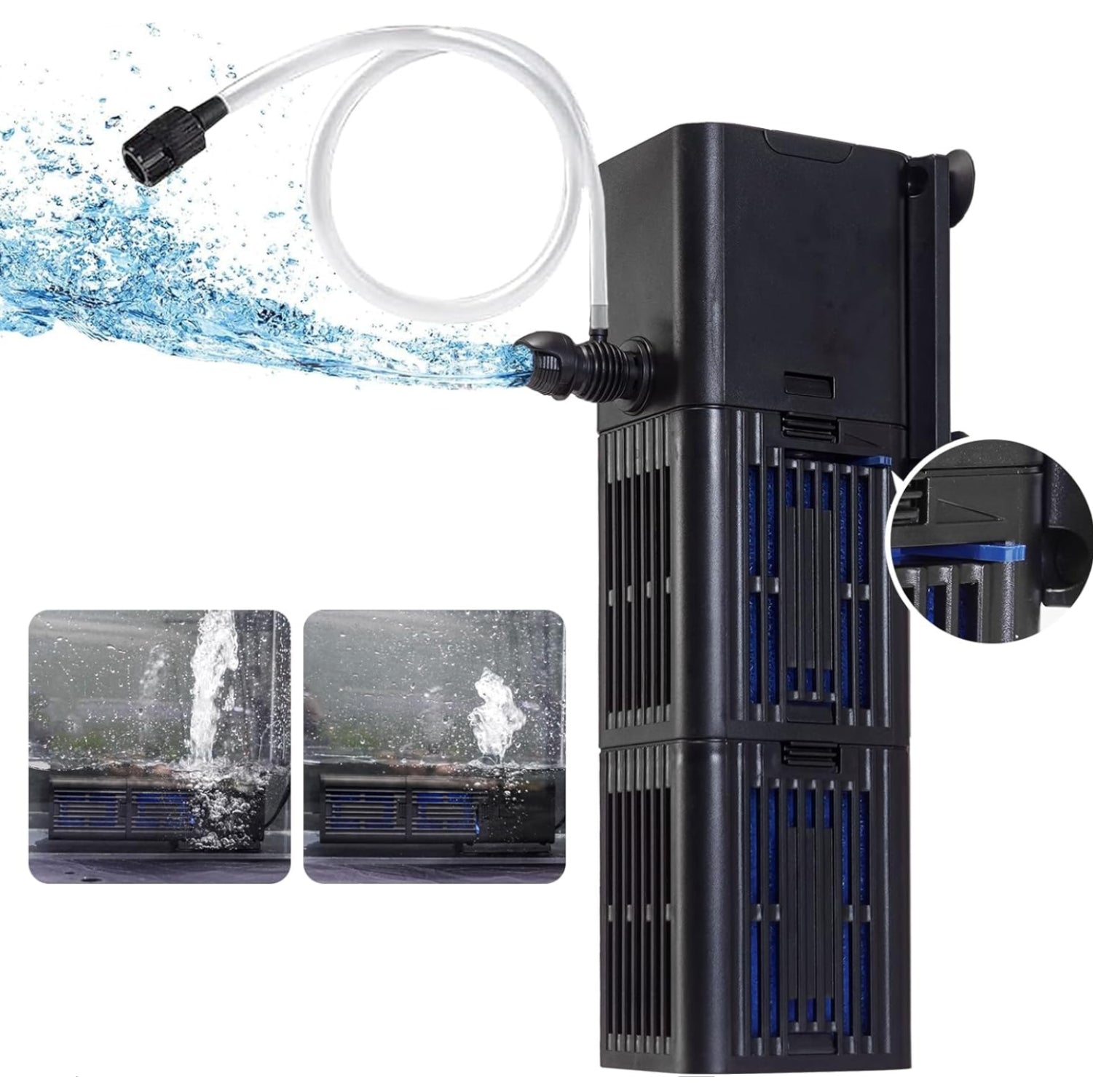 TARARIUM aquarium filter with adjustable water flow for 55-200 gallon tanks, suitable for fish and turtle habitats.