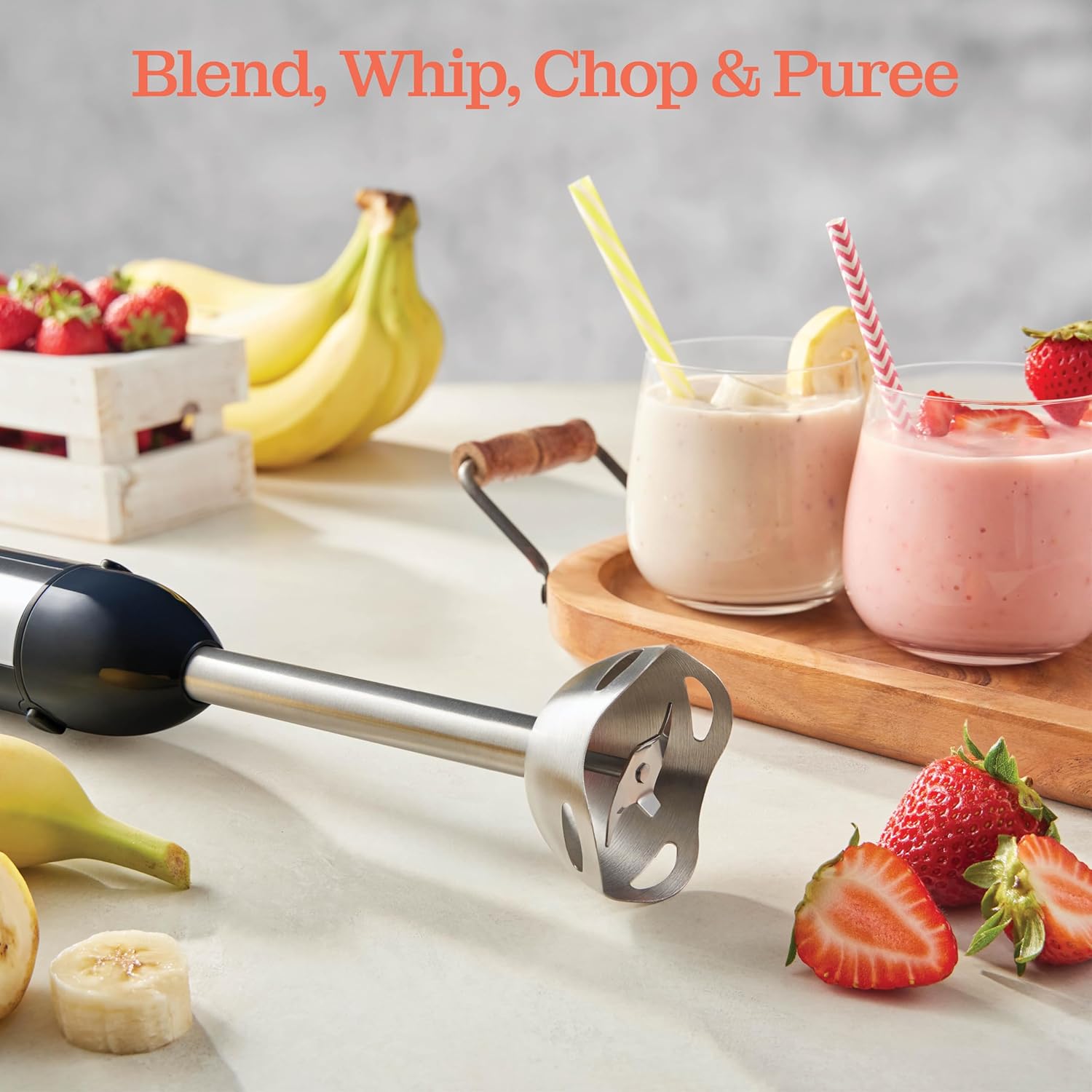 Powerful Immersion Blender, Electric Hand Blender 500 Watt with Turbo Mode