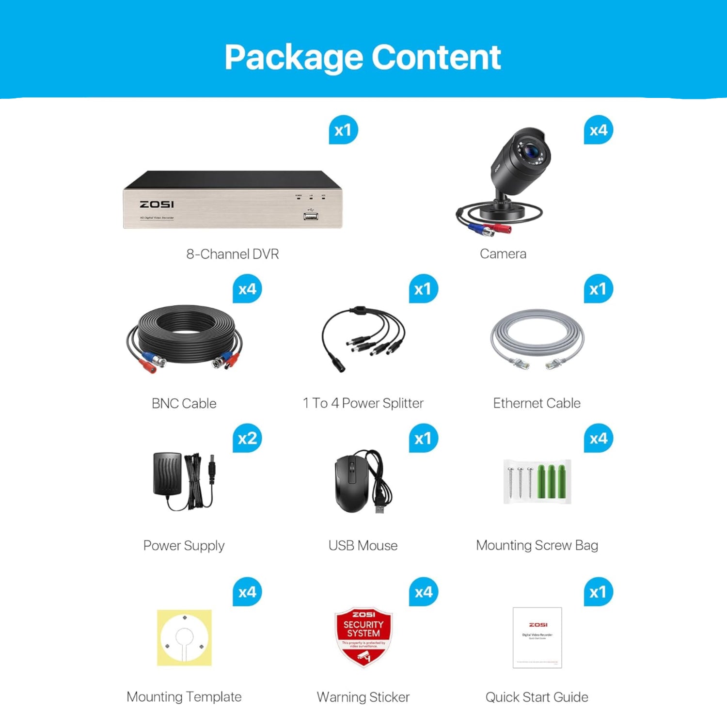 ZOSI 3K Lite security camera system with indoor and outdoor cameras, night vision, and AI human and vehicle detection.