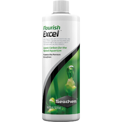 Seachem Flourish Excel 500ml clear plastic bottle organic carbon supplement for aquarium plants