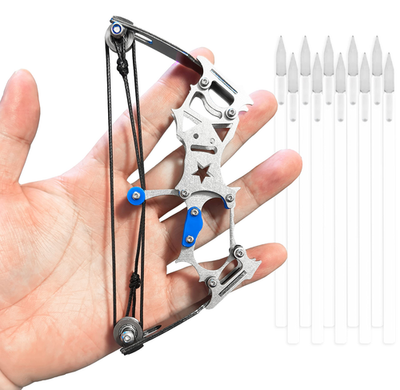 TIETHEKNOT mini archery bow set with metal handle and 10 arrows for right hand use