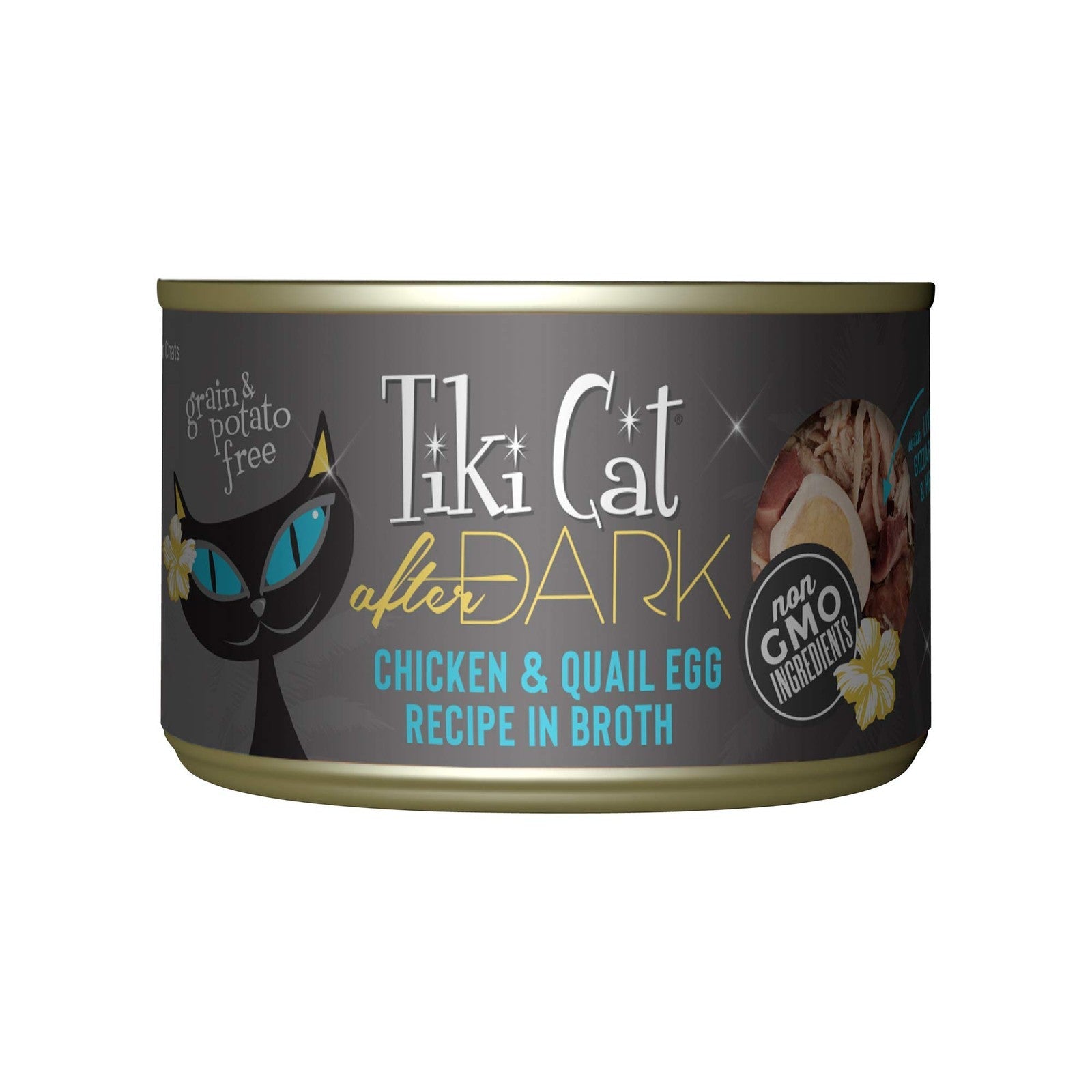 Tiki Cat After Dark chicken quail egg wet cat food 8-pack 5.5oz non-GMO high protein grain-free cans