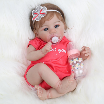 WOOROY 18" realistic reborn baby girl doll with hand-rooted blonde hair and poseable vinyl limbs