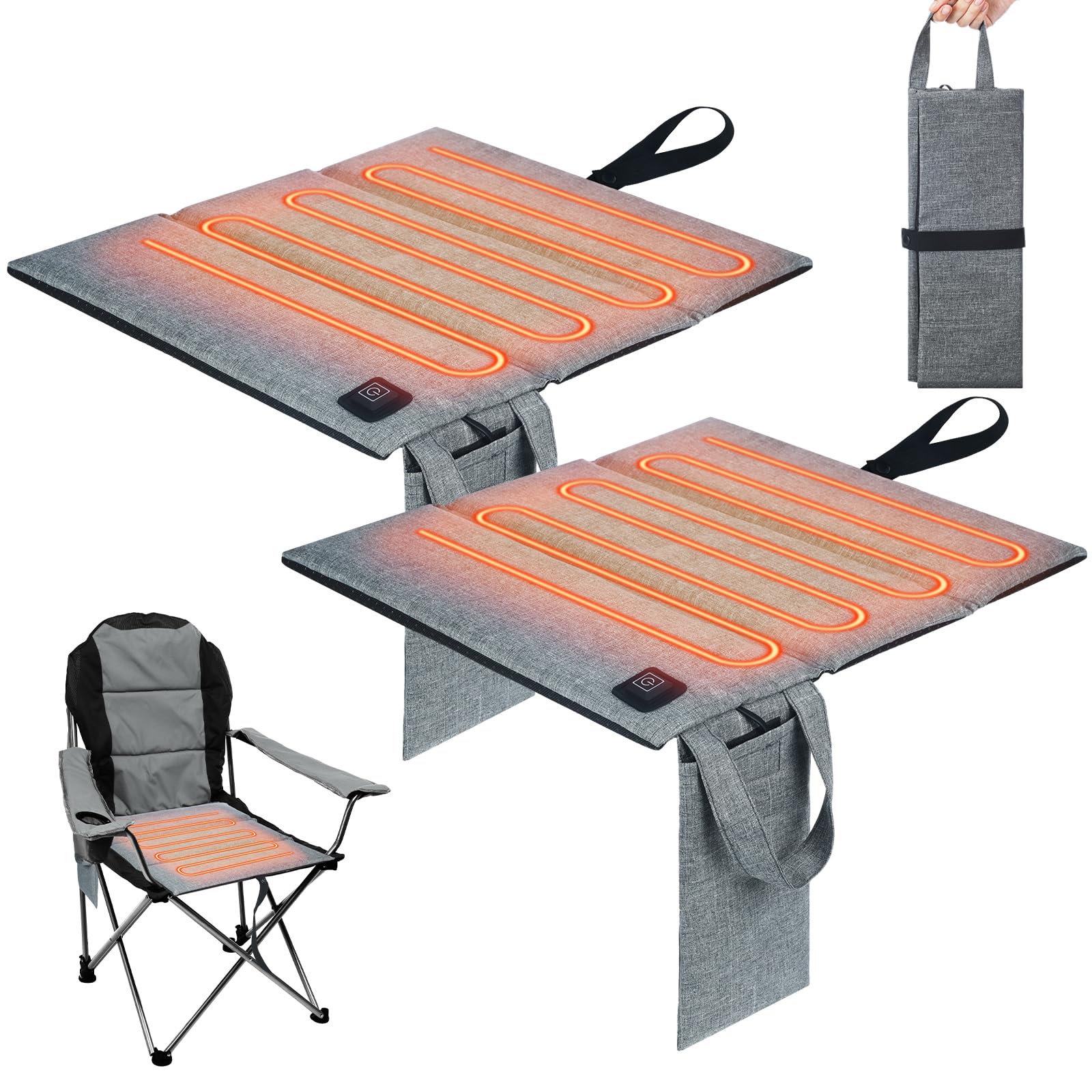 Rossesay 2 Pcs Portable Foldable Heated Seat Cushion Stadium