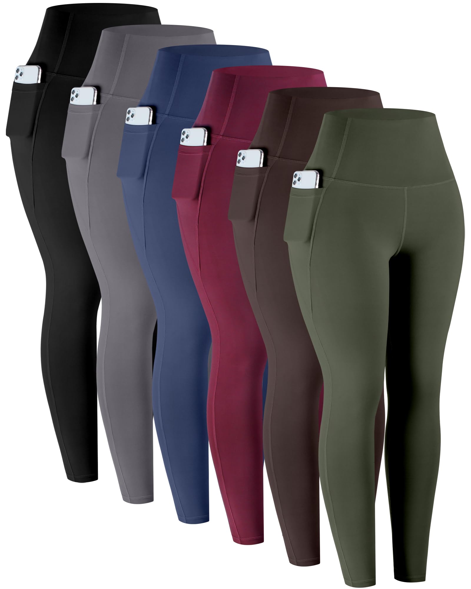 LZYVOO Leggings with Pockets for Women 6 Packs Soft High