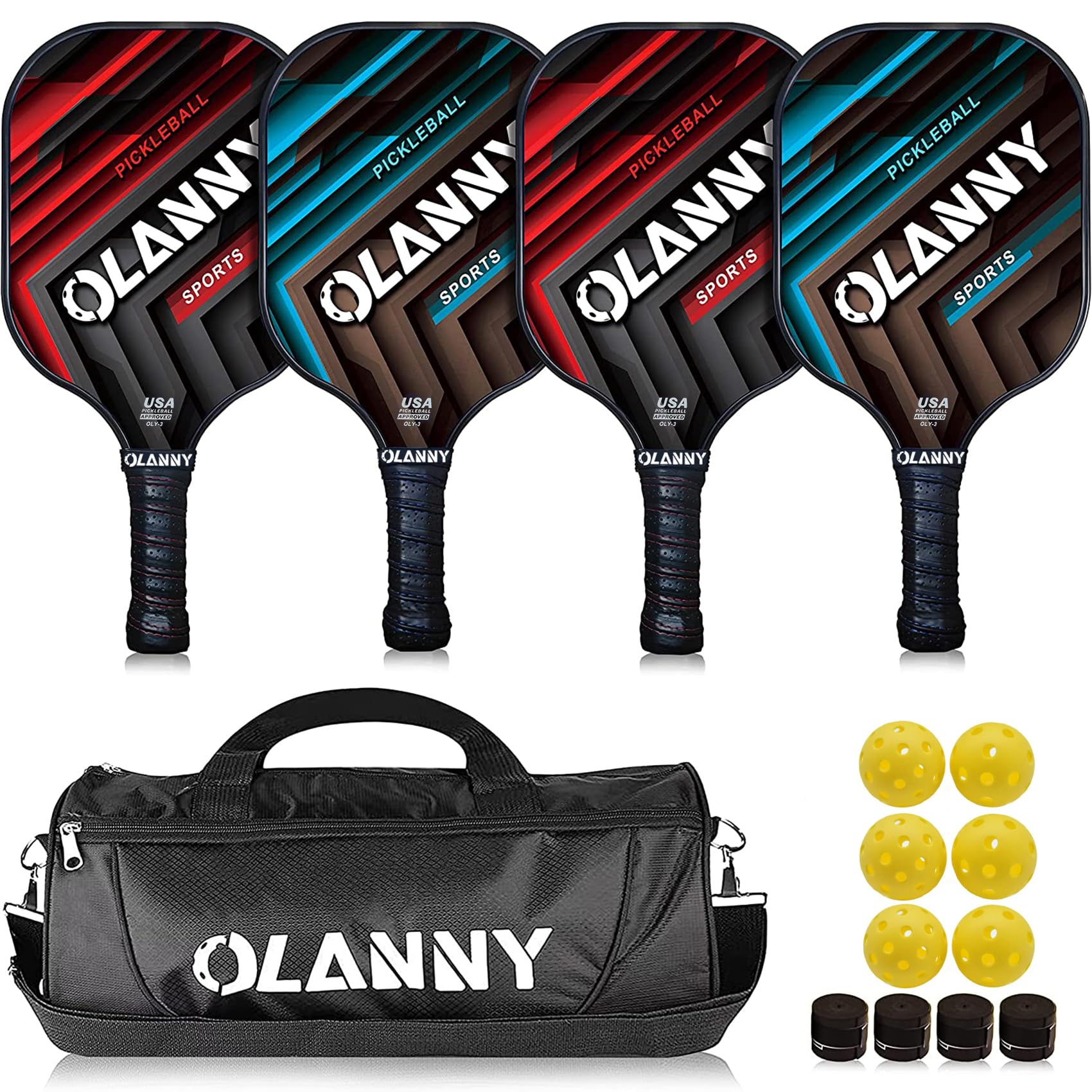OLANNY Graphite Pickleball Paddles Set Premium Rackets Fiber