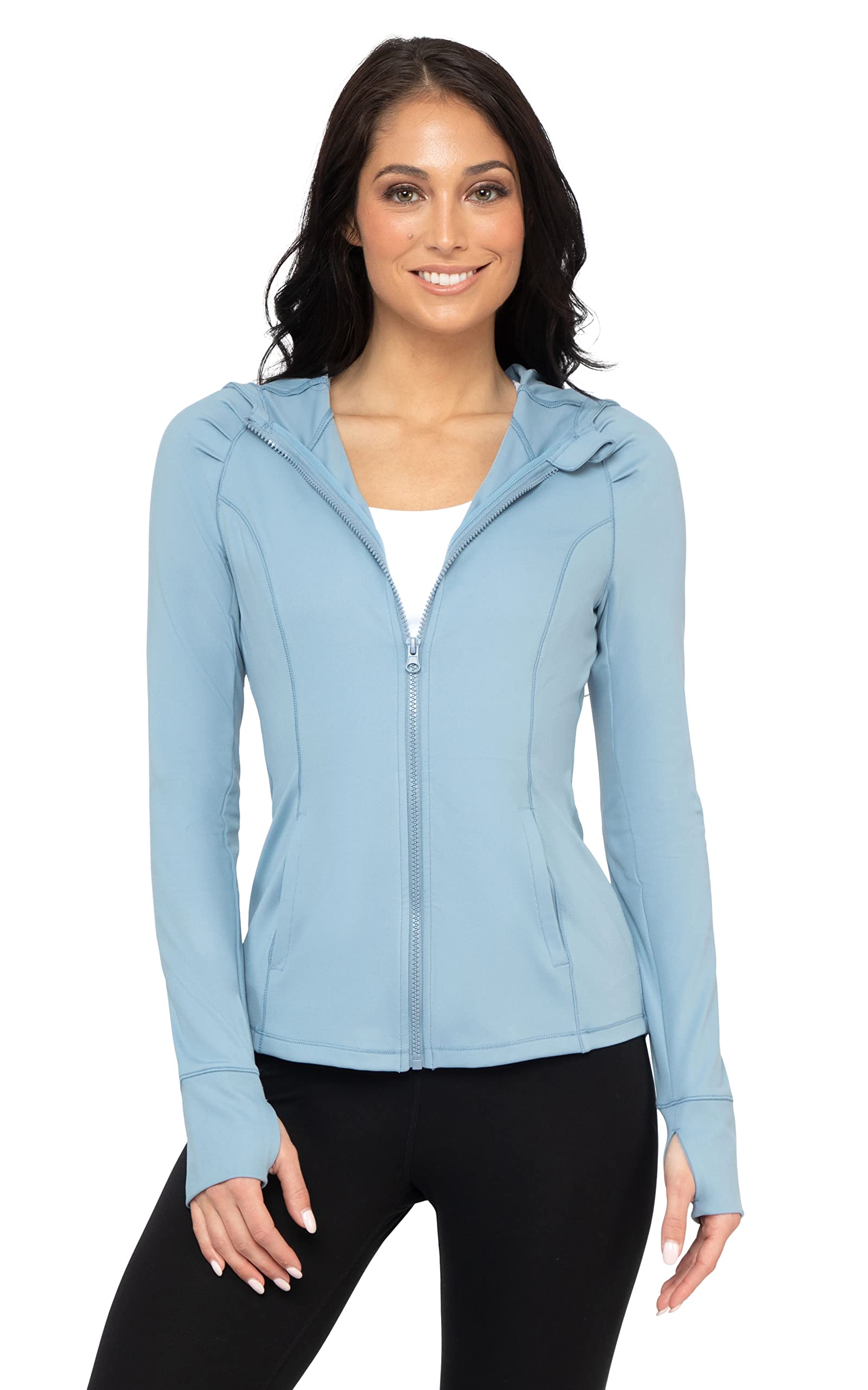 Yogalicious Lux Full Zip Hooded Running Workout Yoga Jacket