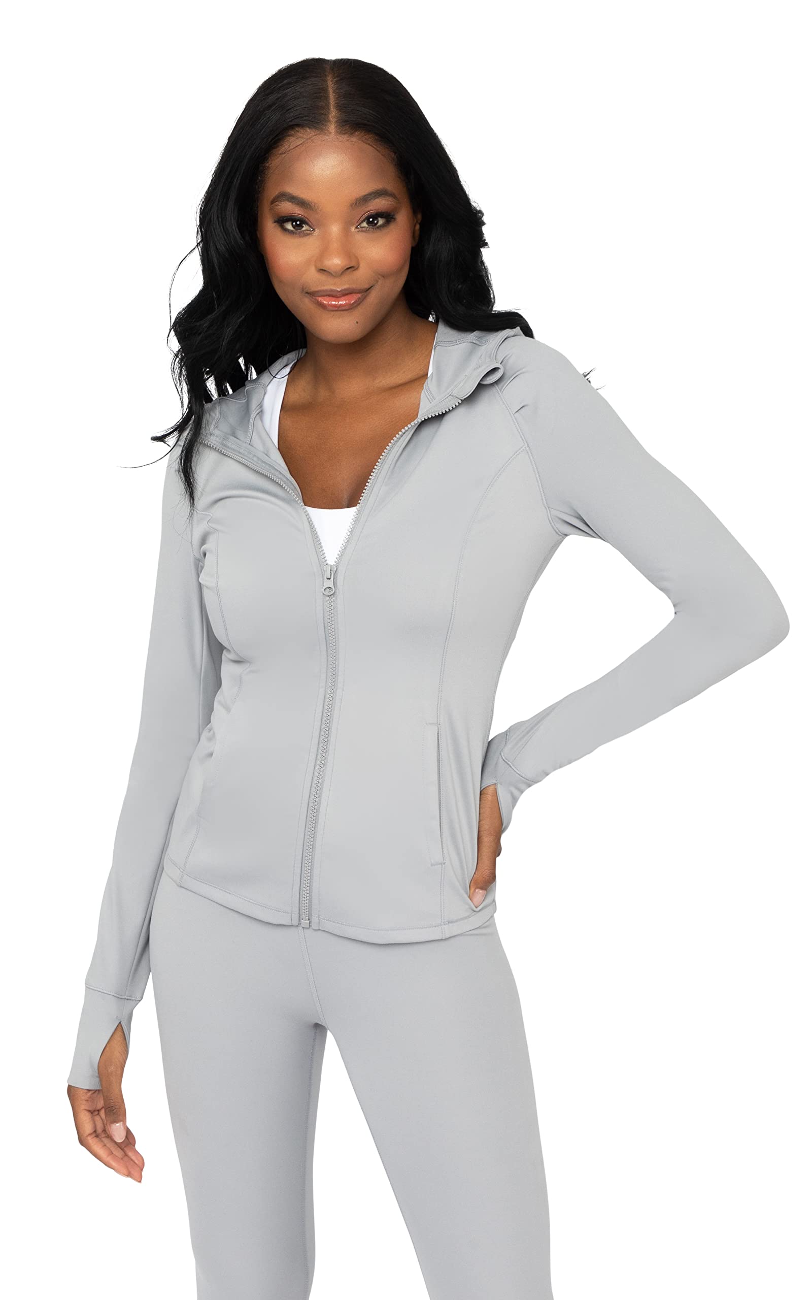 Yogalicious Full Zip Lightweight Hooded Running Workout Yoga