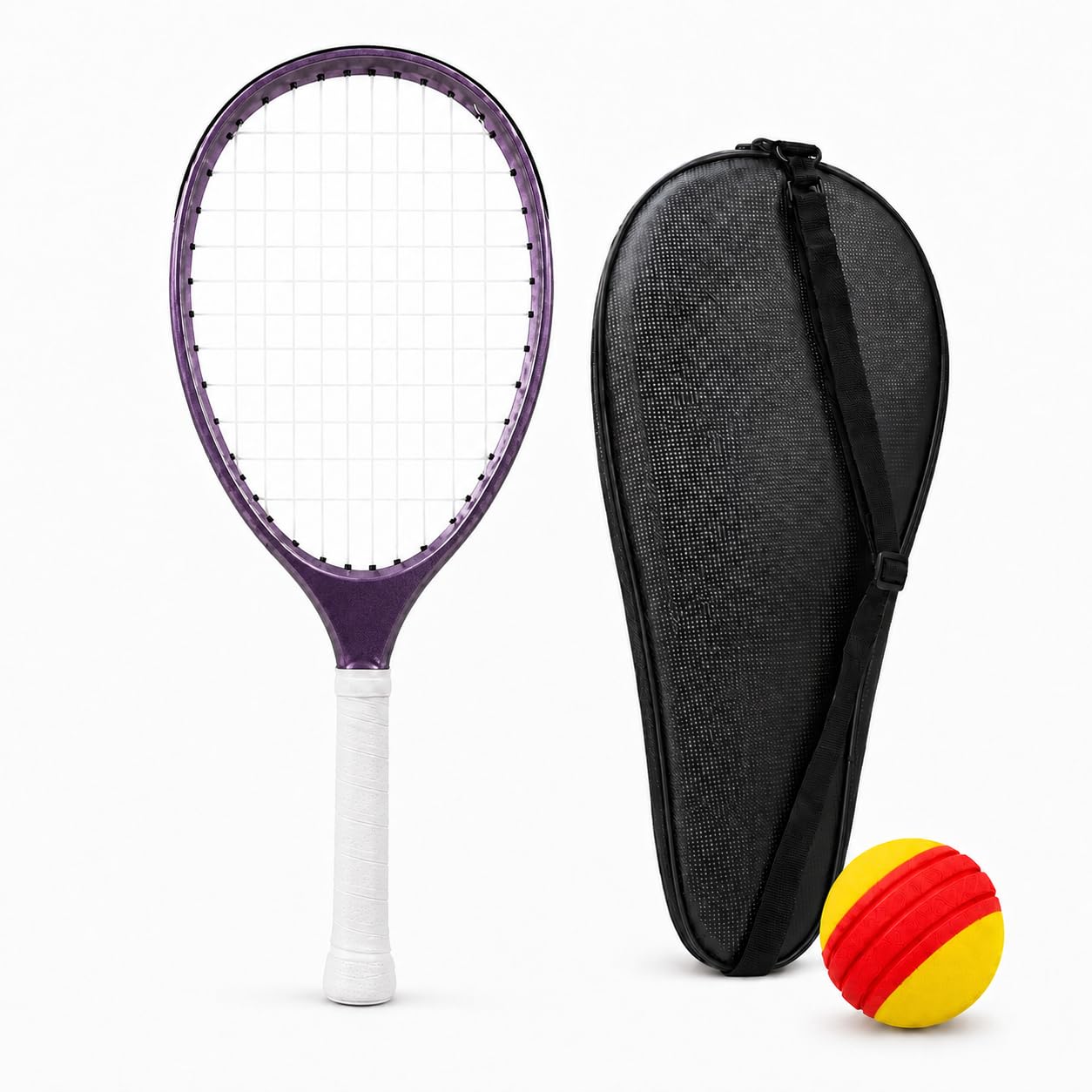 Carbon Fiber Racket Set with Foam Balls Leather Carry Bag