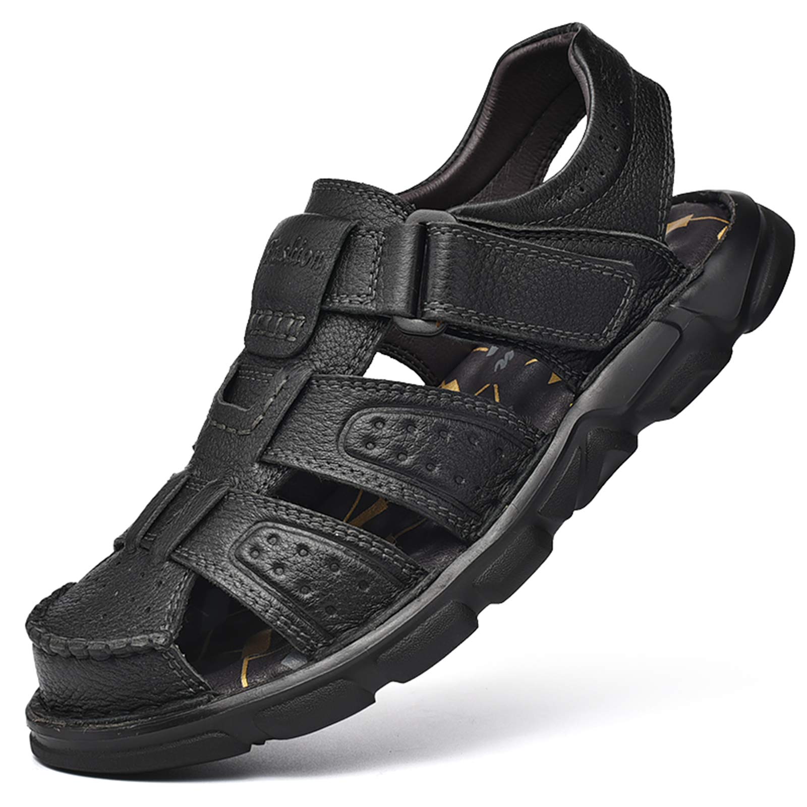 Men s Sport Sandals Closed Toe Outdoor Handmade Leather