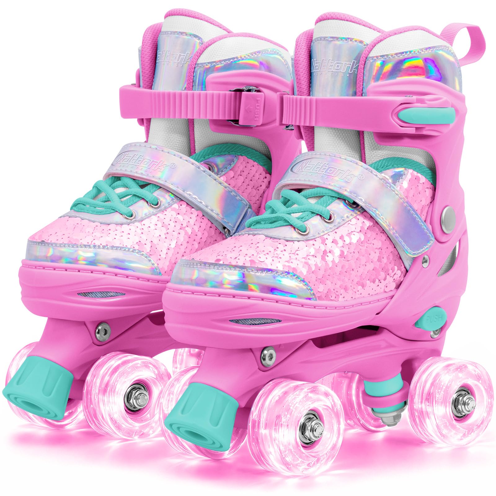 Nattork Kids Roller Skates for Girls Boys Kids 4 Size