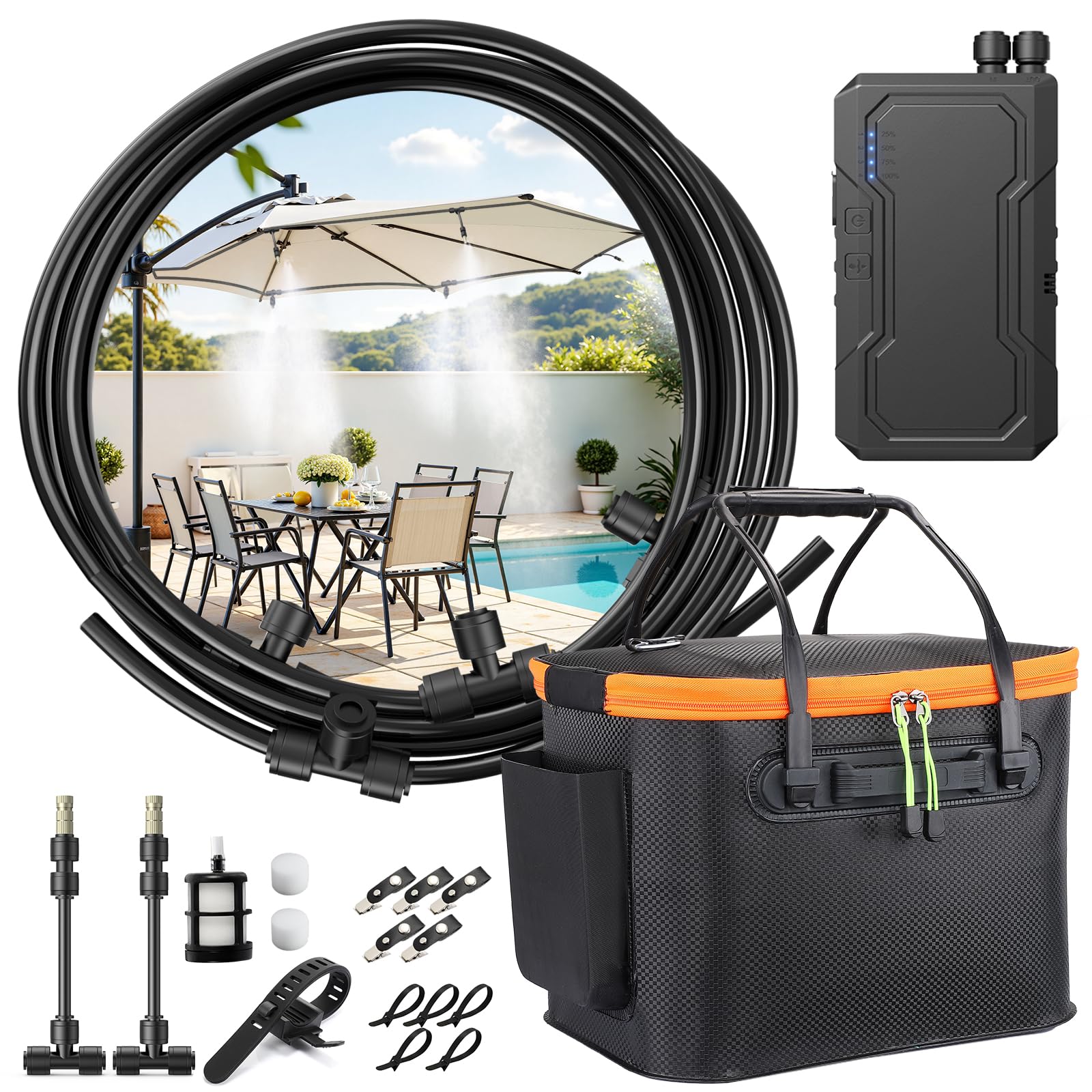 Portable Misting System for Outside Patio Outdoor Water