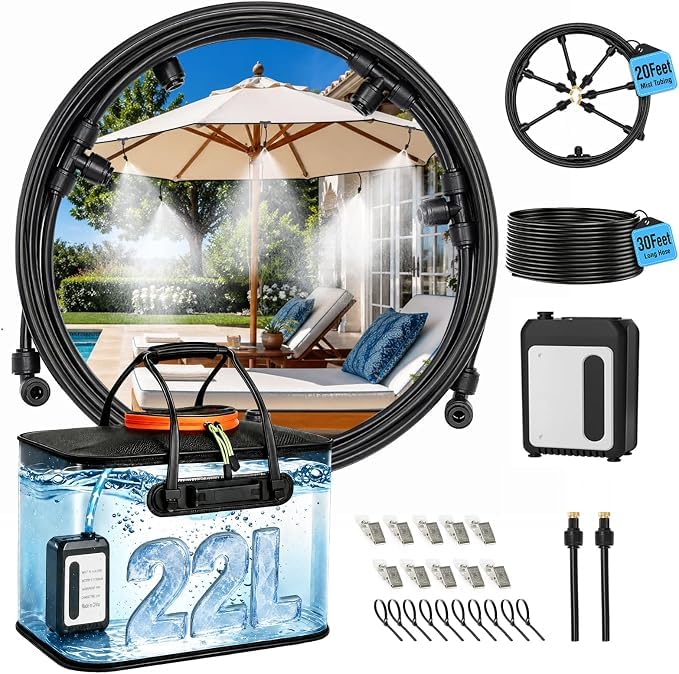 50FT Portable Misting System Outdoor Water Cooling Mister