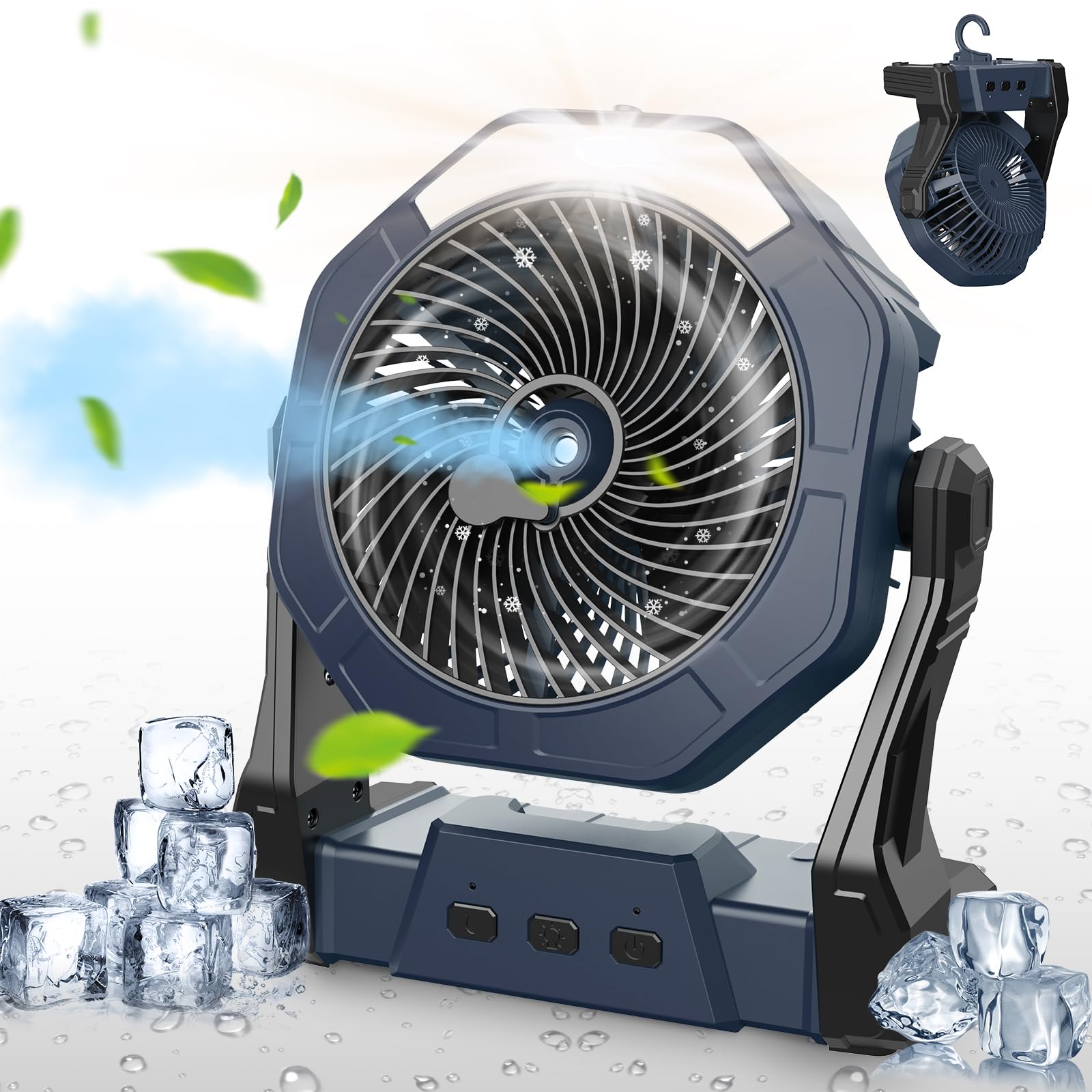 Ausic Portable Misting Fan Outdoor Rechargeable Fan LED